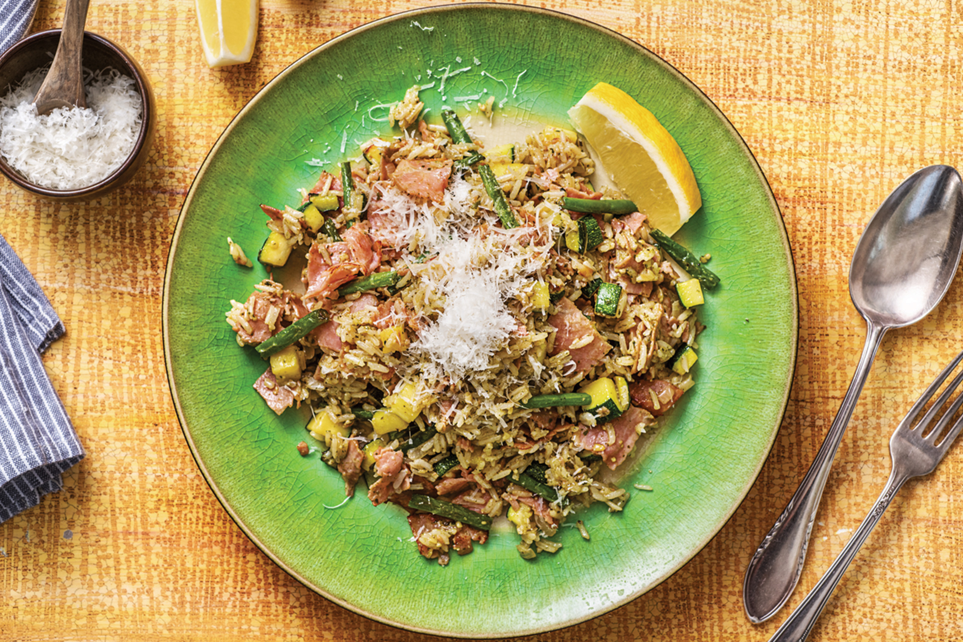 Smoked Ham & Basil Pesto Rice Pilaf