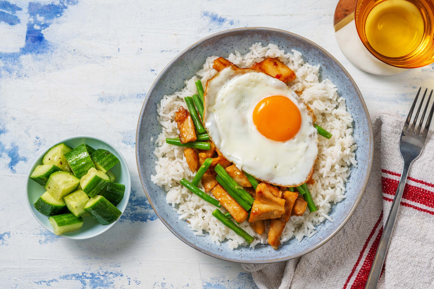 Haricots verts et émincé végétarien sautés à la thaïlandaise