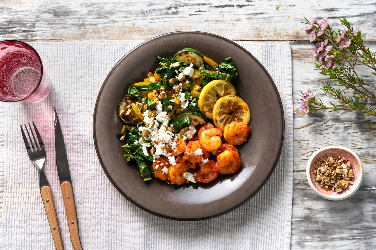 Harissa gamba's met boerenkool