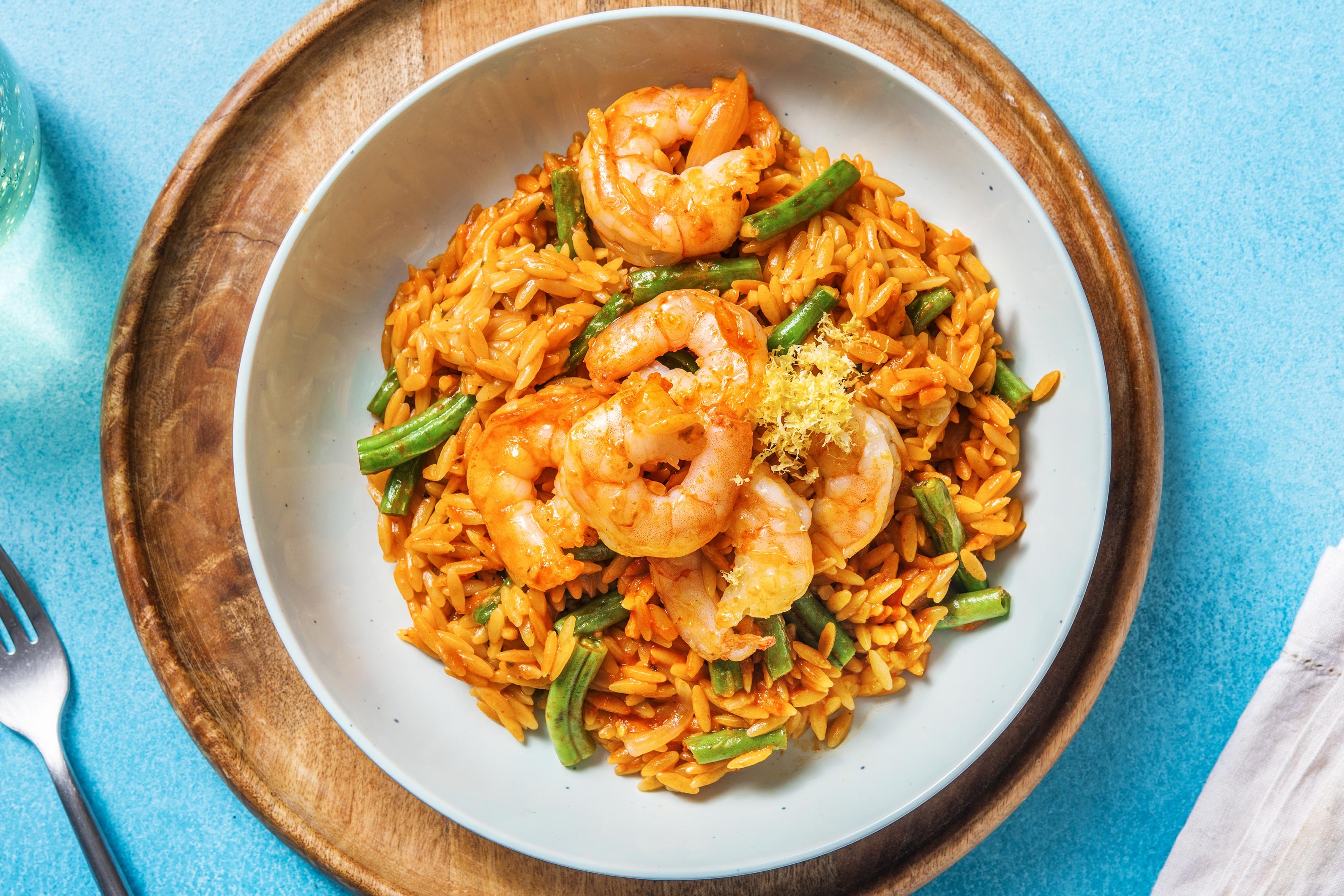 Harissa Prawn Orzo