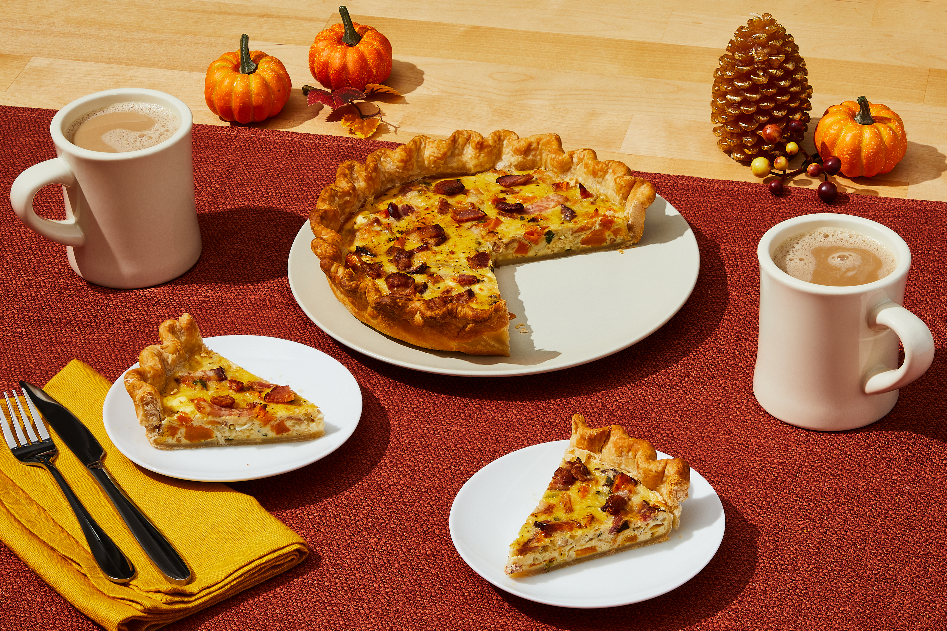 Autumn Harvest Bacon Quiche with Butternut Squash, White Cheddar & Sage