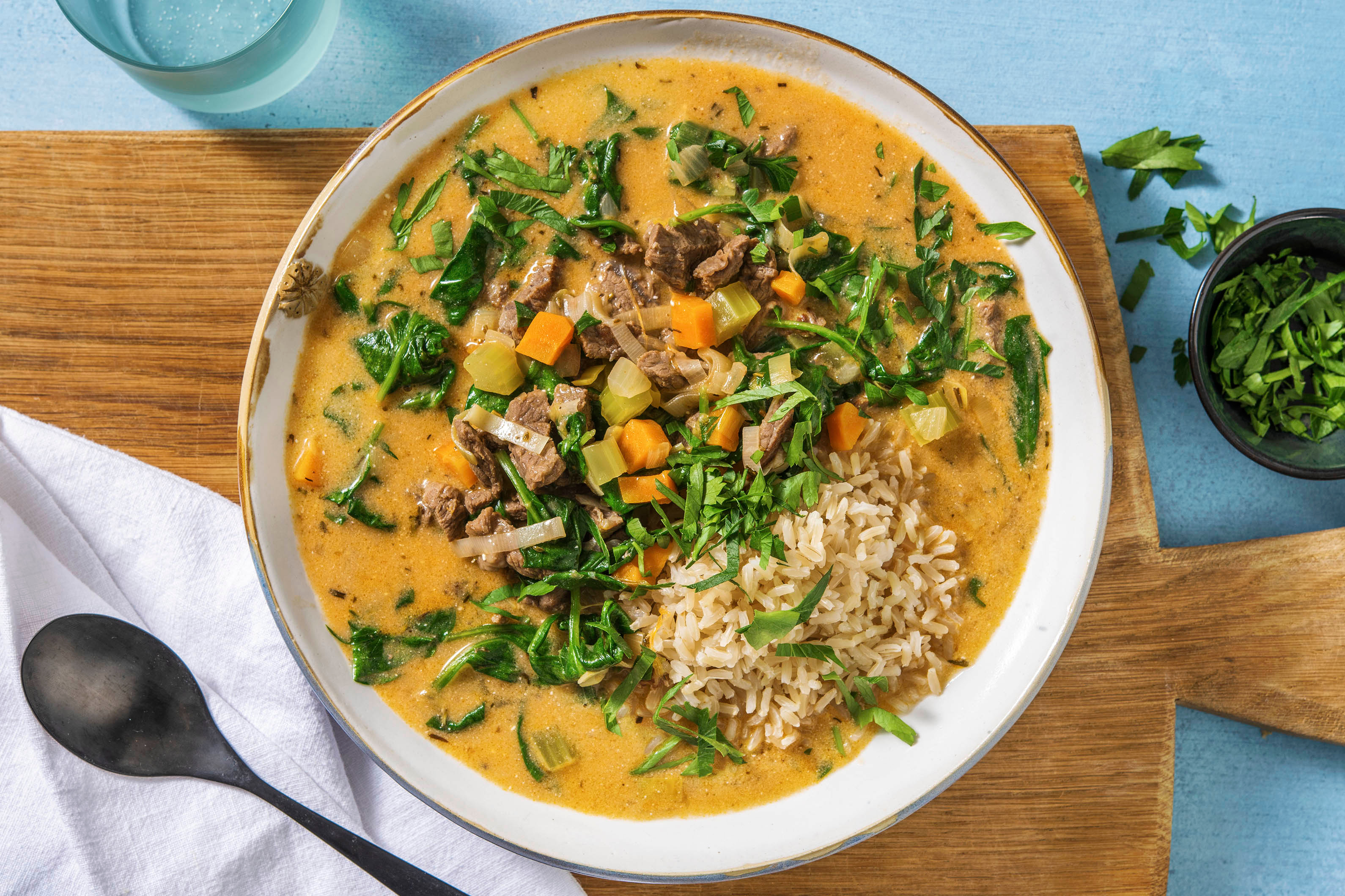 Soupe au poireau et au bœuf