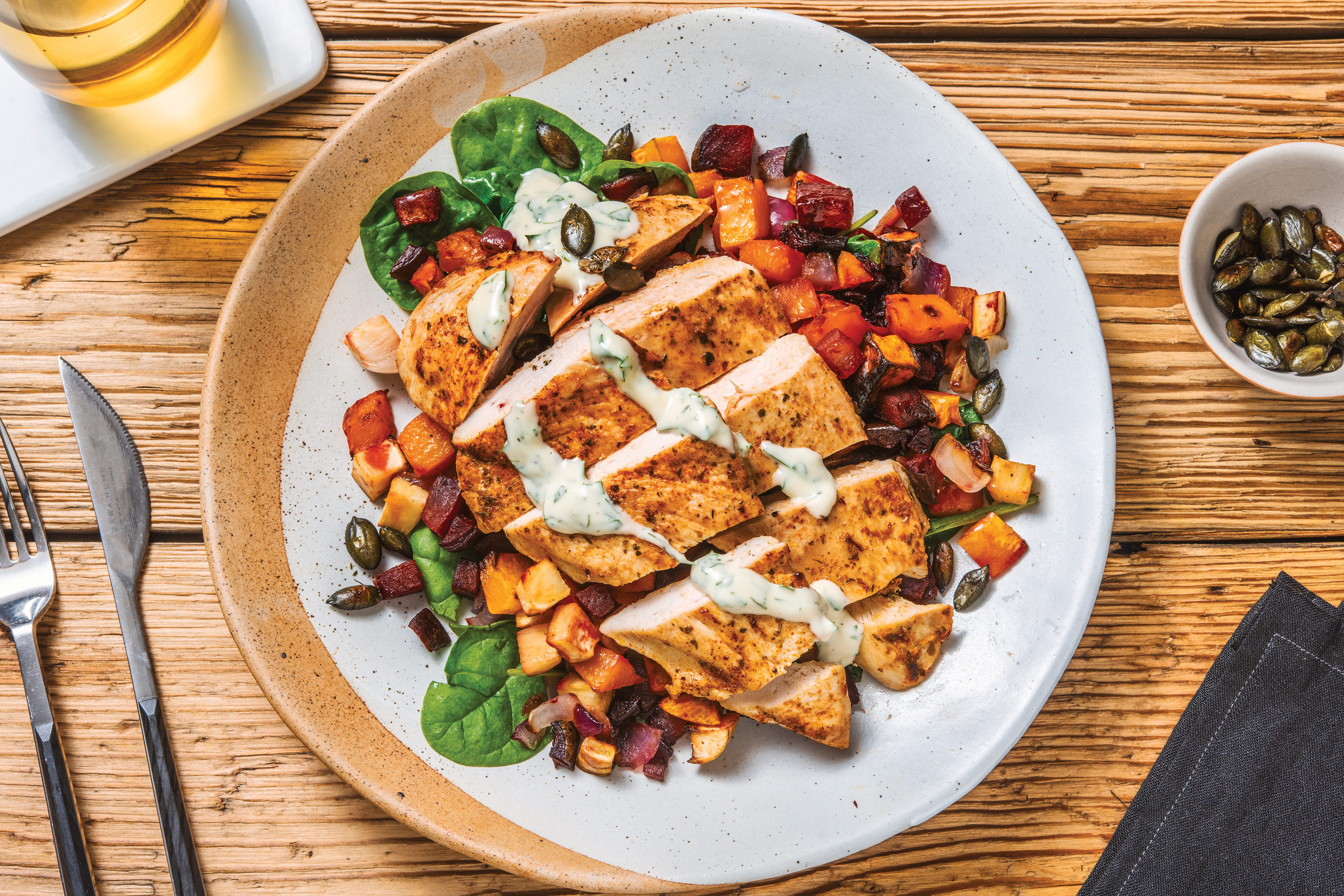 Helen's Spiced Chicken & Roast Veggie Toss