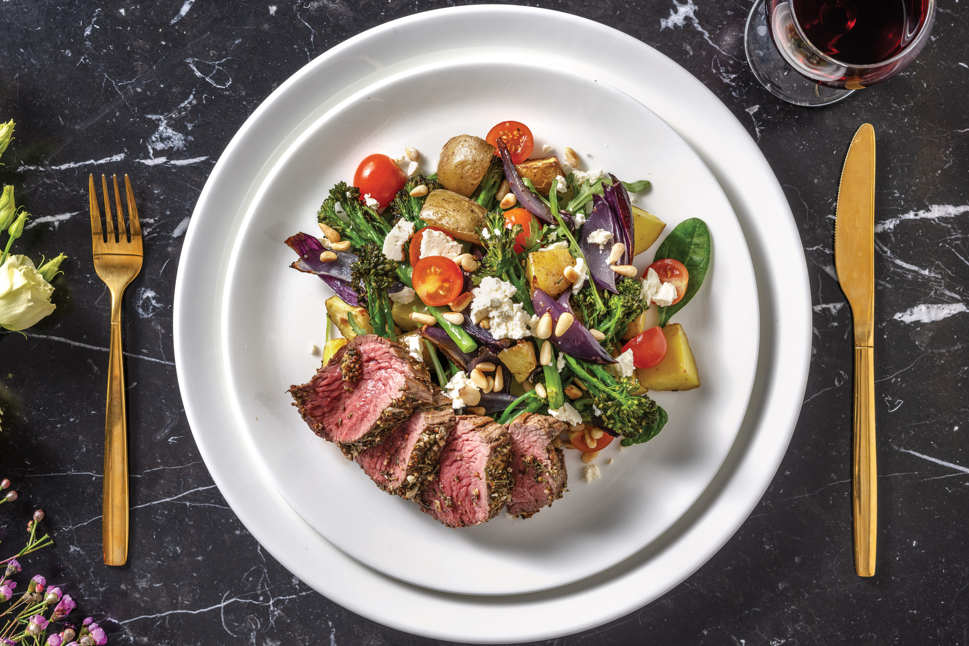 Herb Fillet Steak & Baby Broccoli Salad