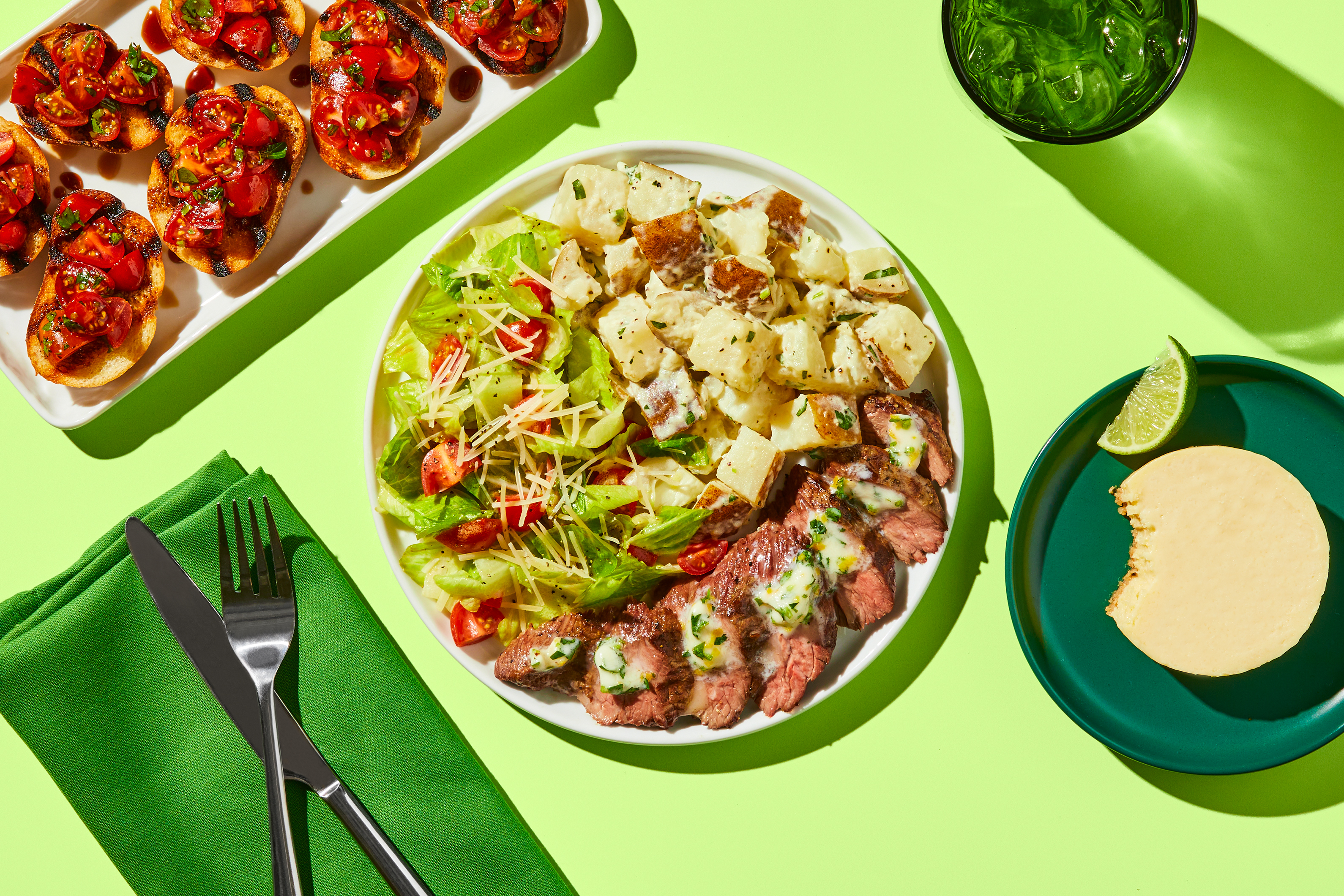 Herb Butter-Grilled Steak with Potato Salad