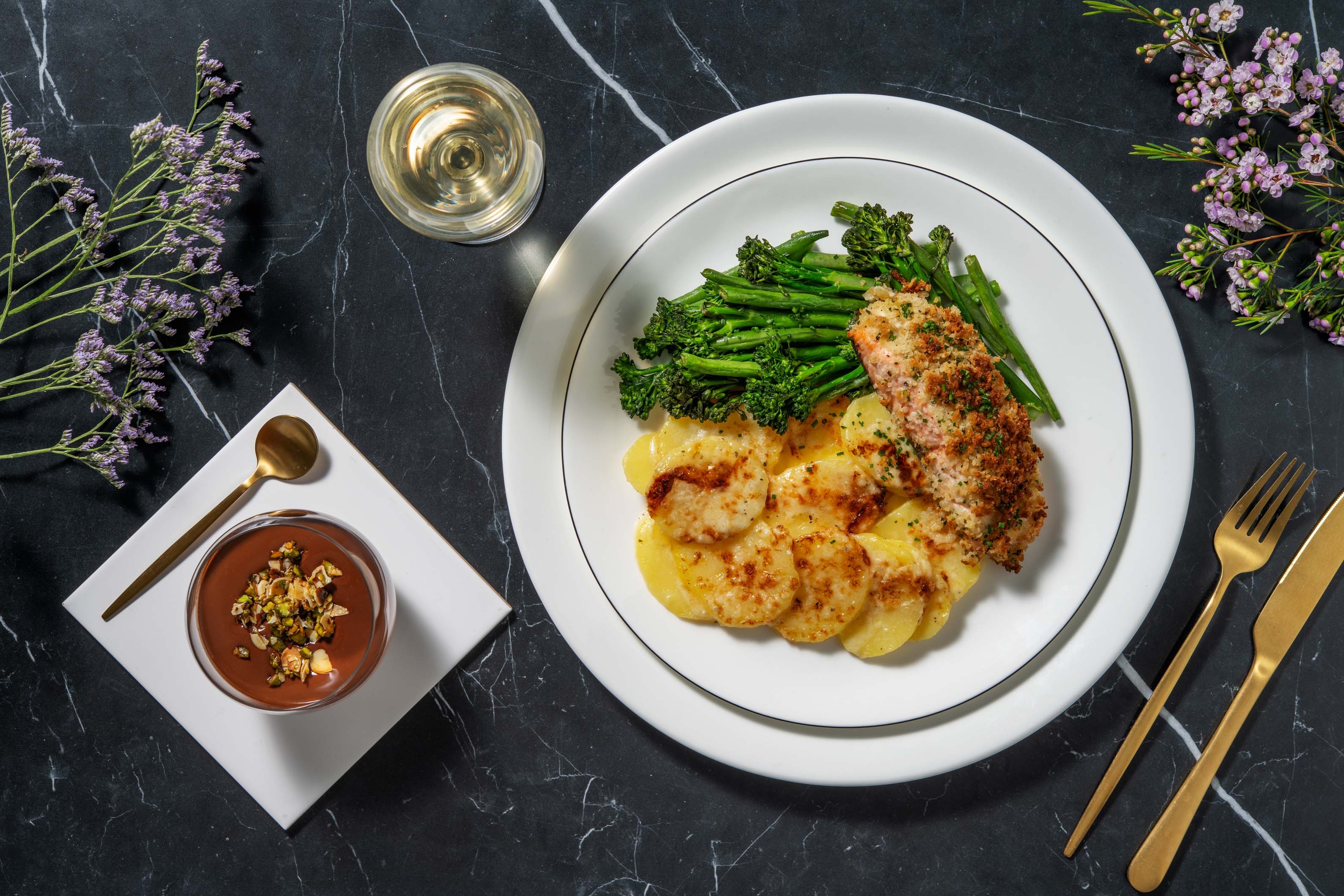 Herb Crusted Salmon Fillet and Cheesy Dauphinoise