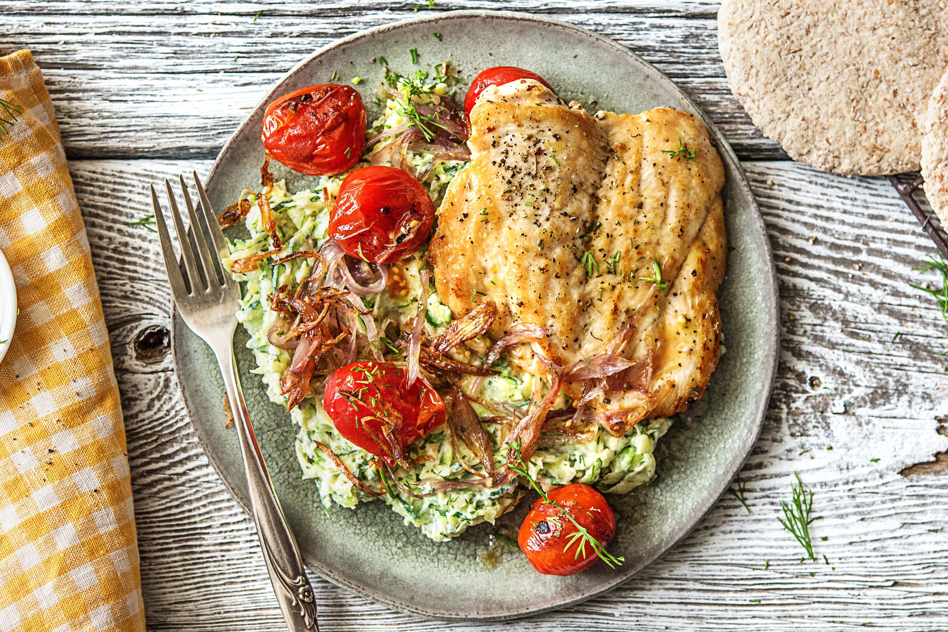 Herbed Chicken Over Zucchini Risotto