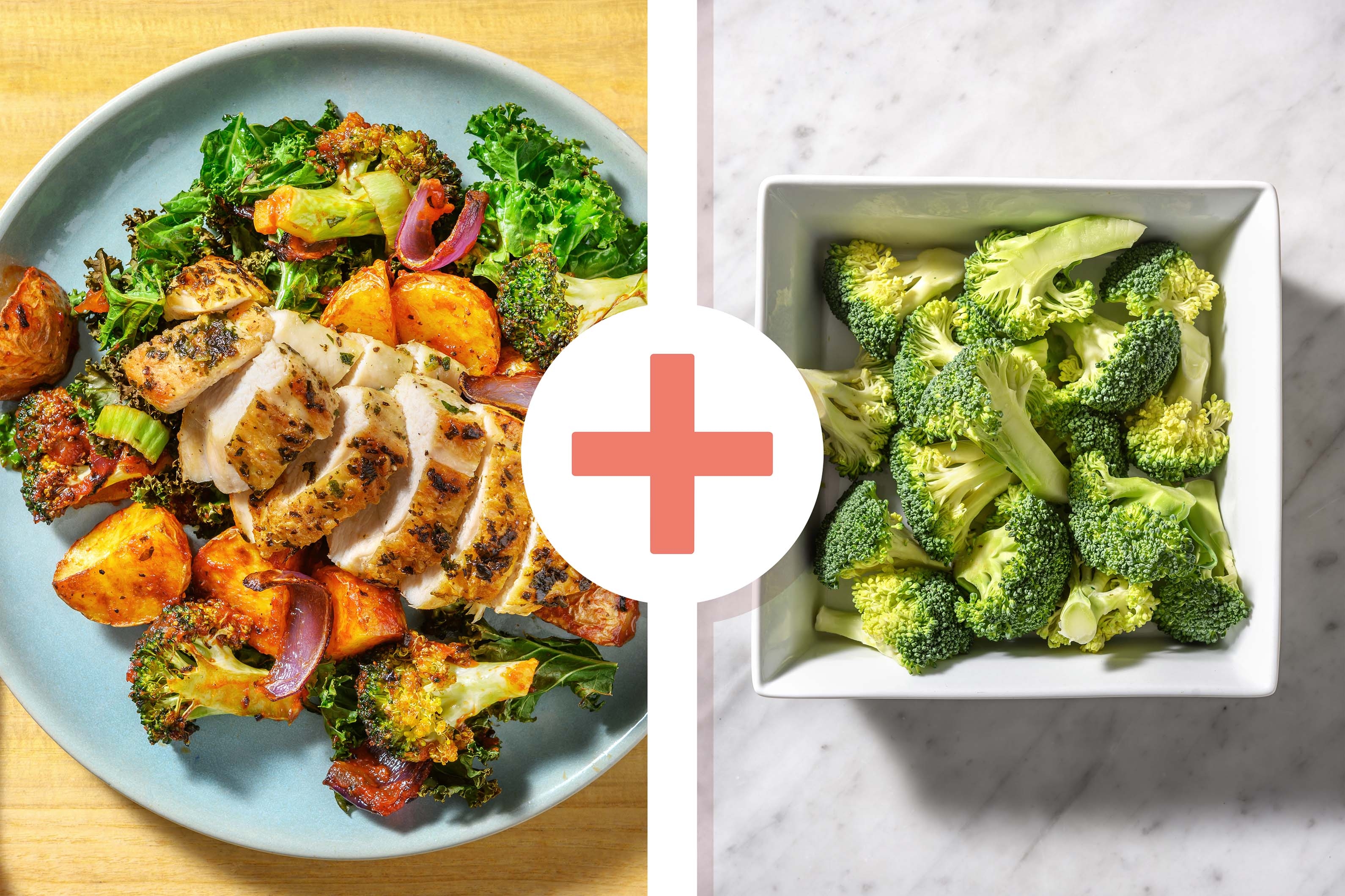 Herby Crispy Skin Chicken and Broccoli Florets