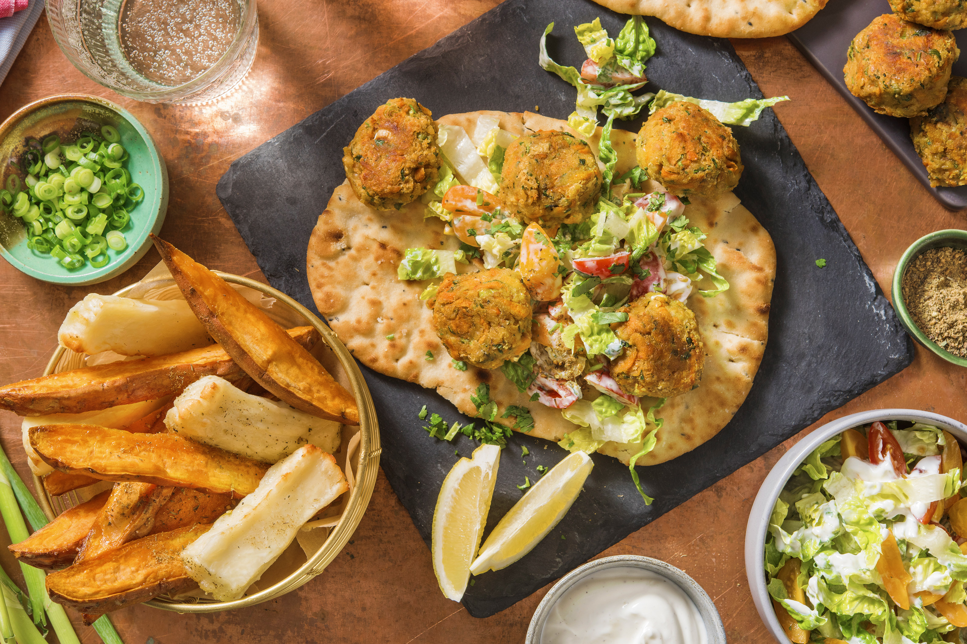 Herby Falafel Flatbreads