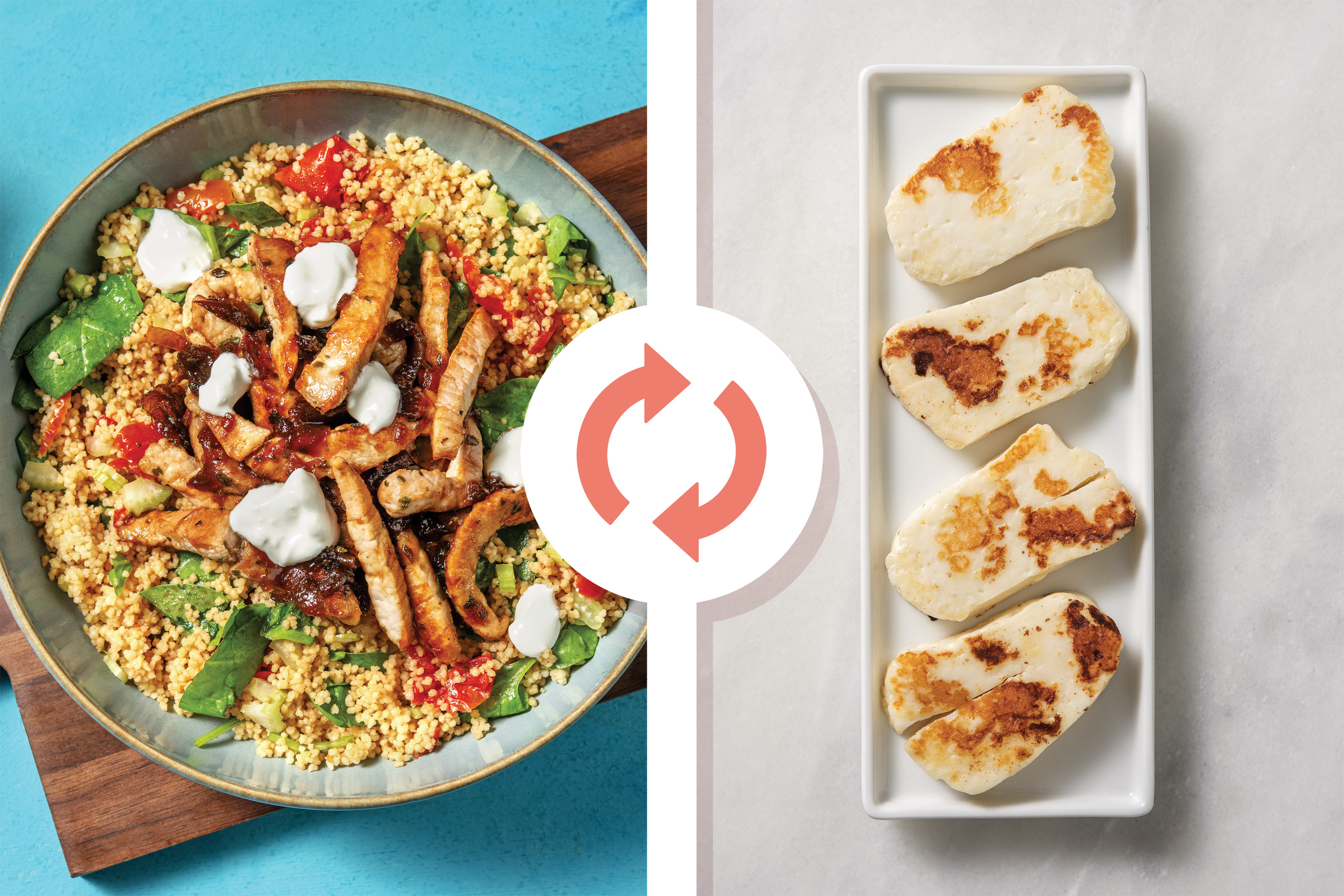 Quick Herby Haloumi & Garilc Fetta-Yoghurt