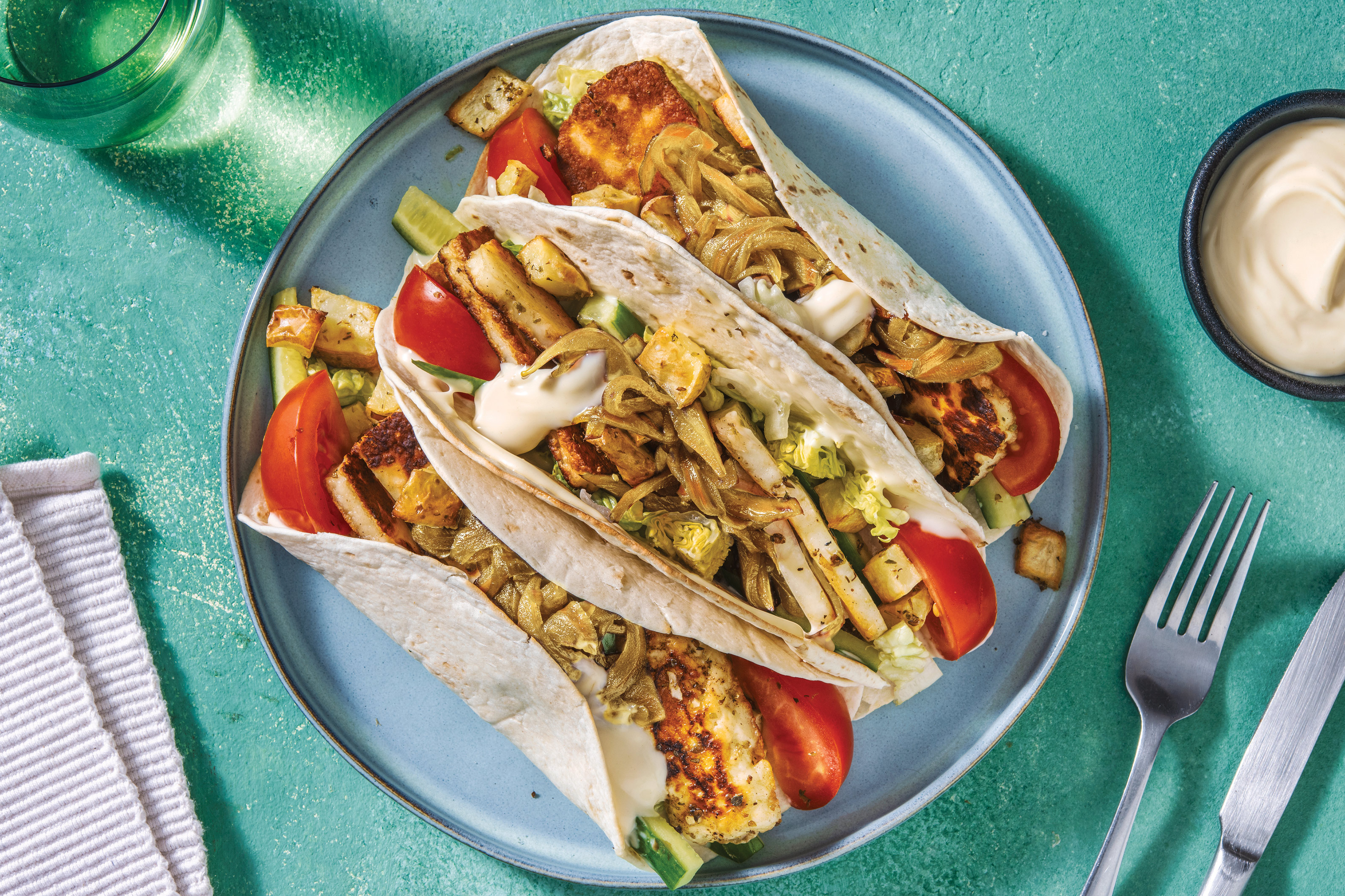 Herby Haloumi & Roasted Potato Tacos