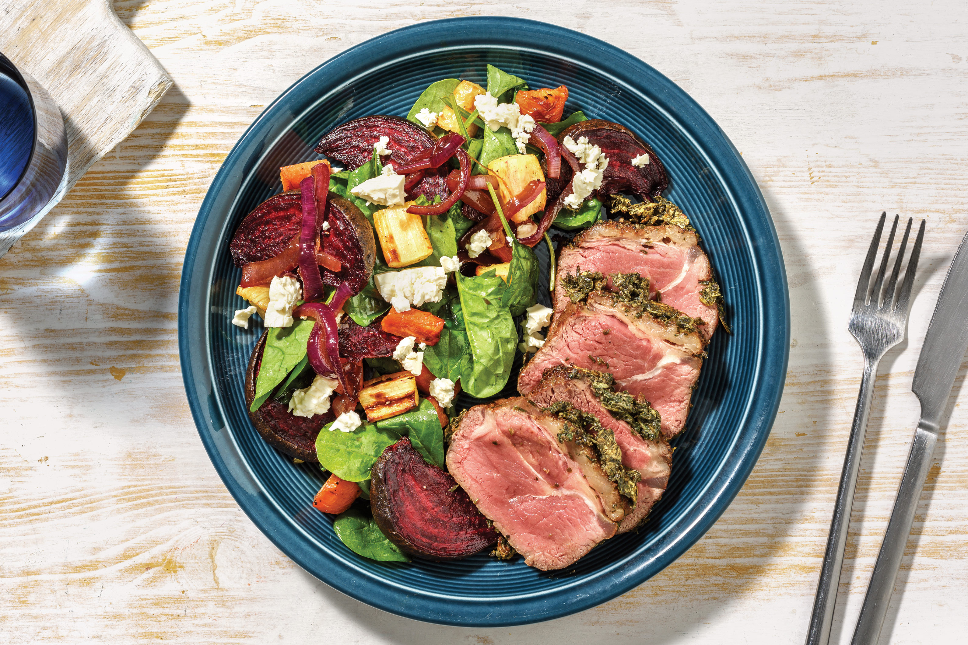 Dukkah Lamb Rump & Roast Veggie Salad