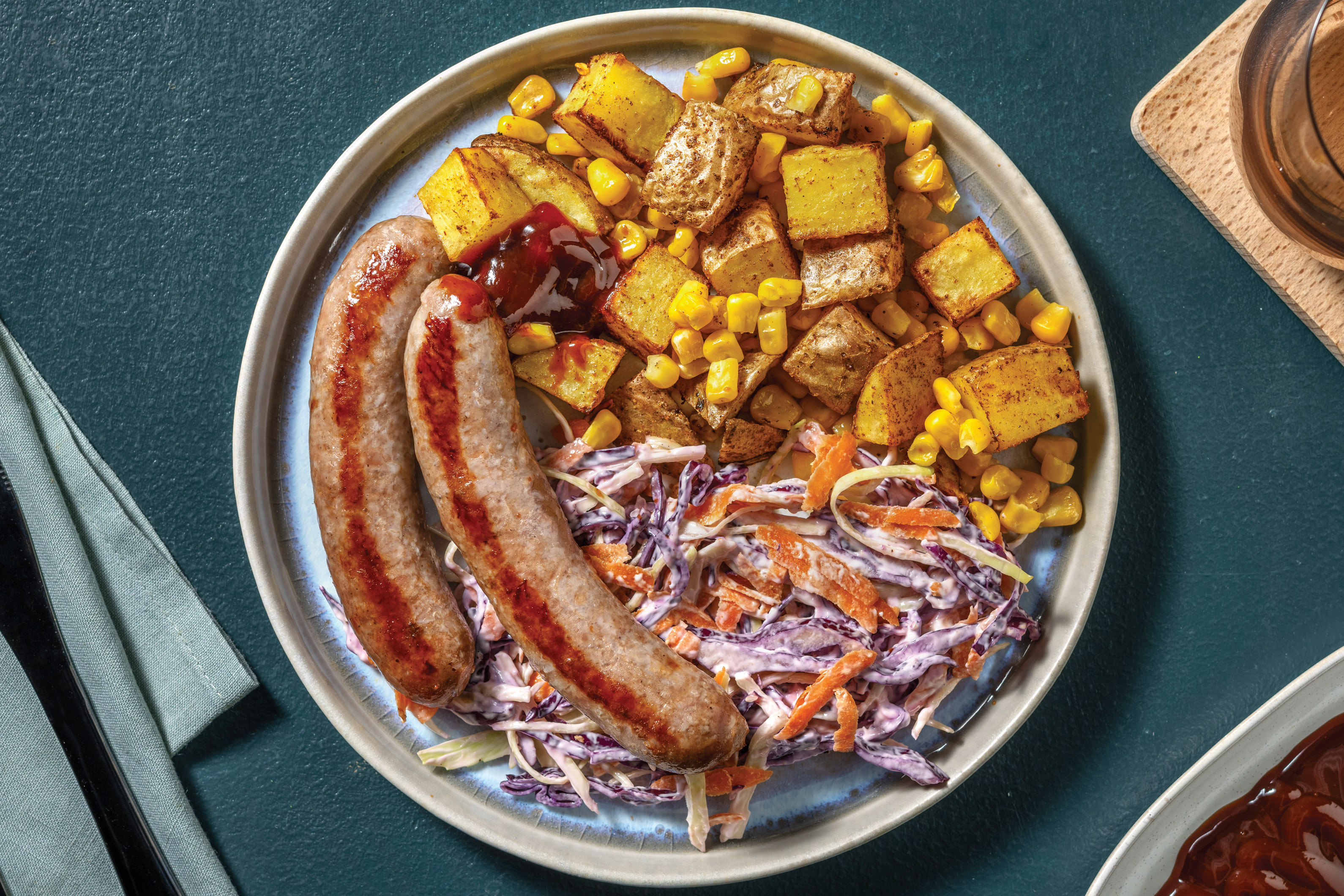 Pork Sausages & Creamy Slaw