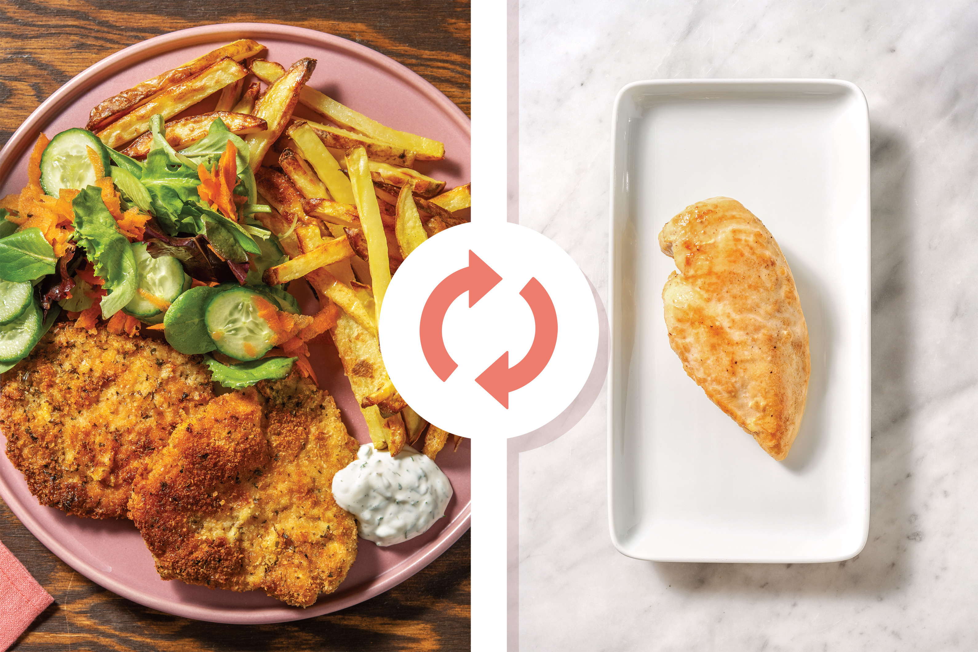 Herby Chicken Schnitzel & Potato Fries