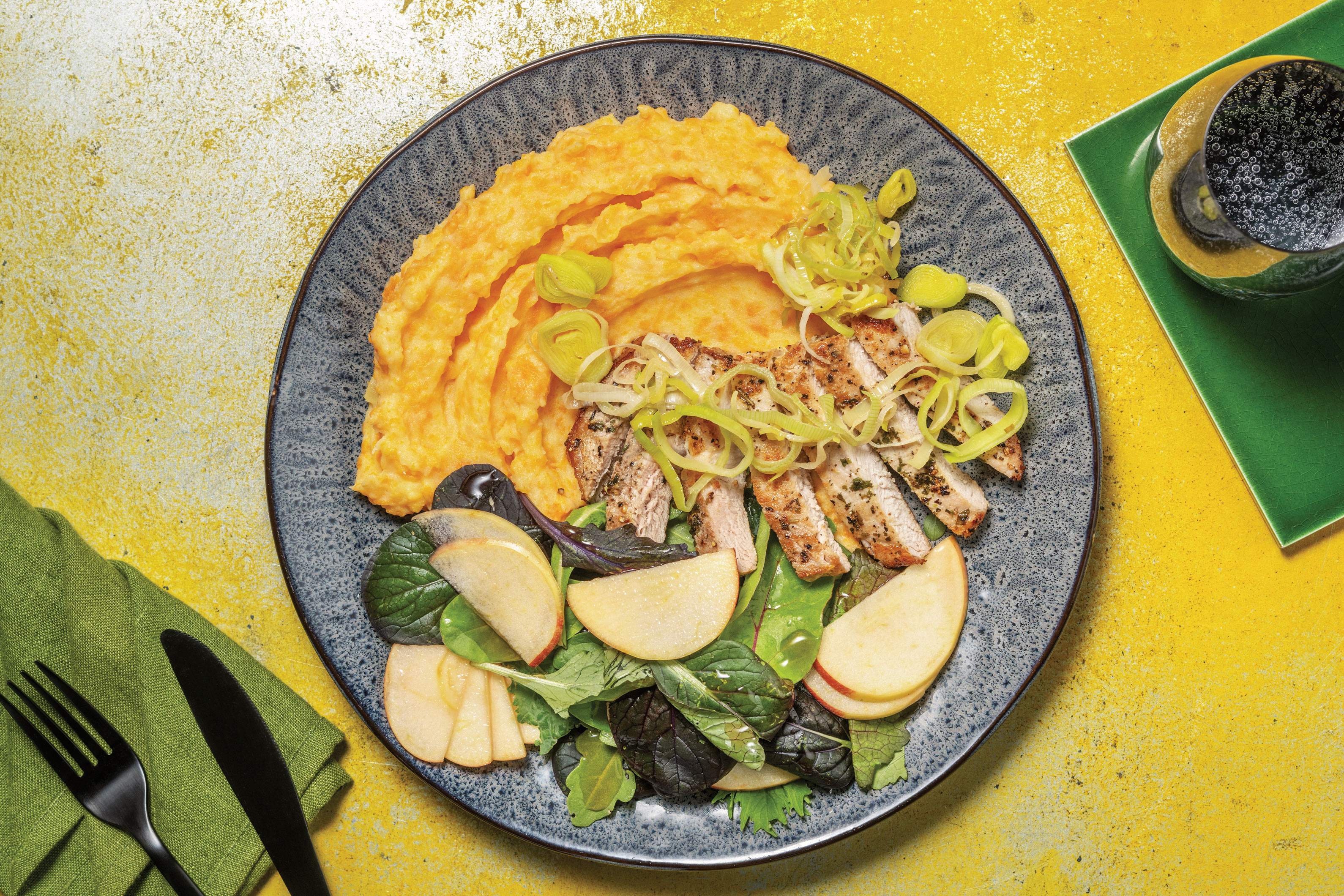 Herby Pork Steak & Creamy Leek Sauce