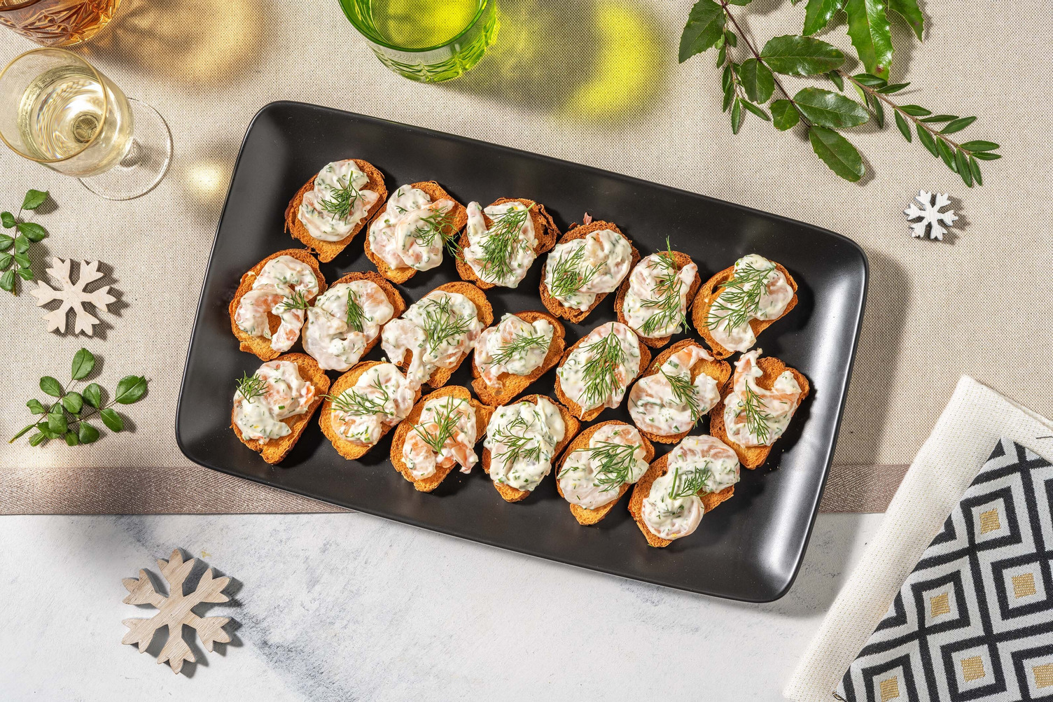 Toasts de crevettes aux herbes