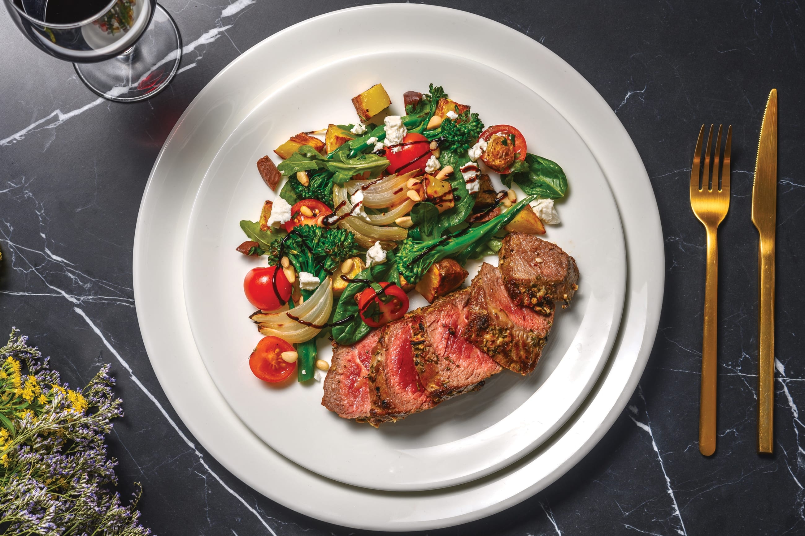 Herby Sirloin Beef Roast & Baby Broccoli Salad