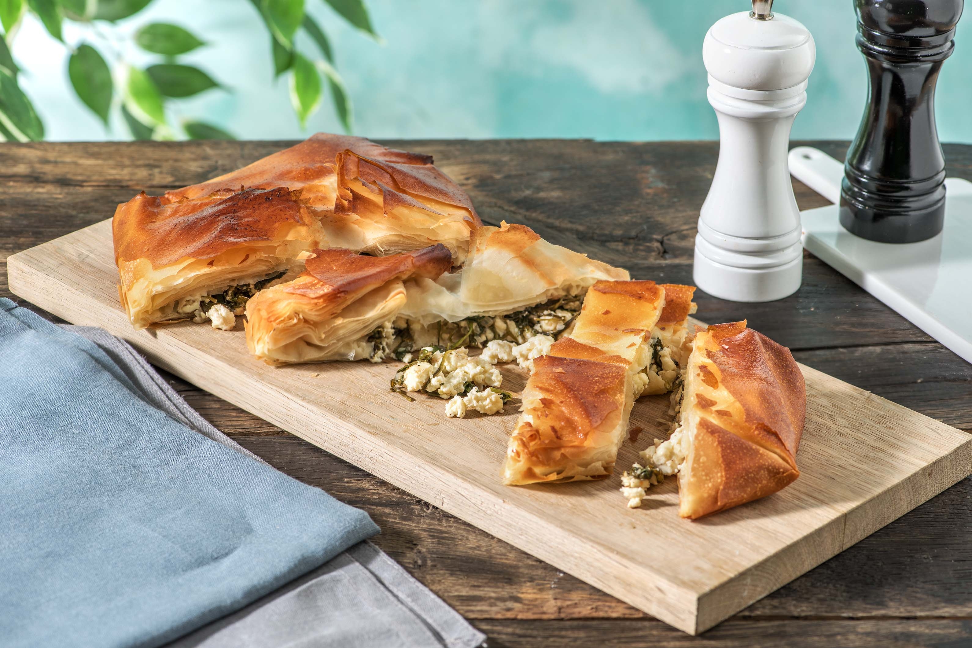 Hirtenkäse-Babyspinat-Tarte aus Filoteig