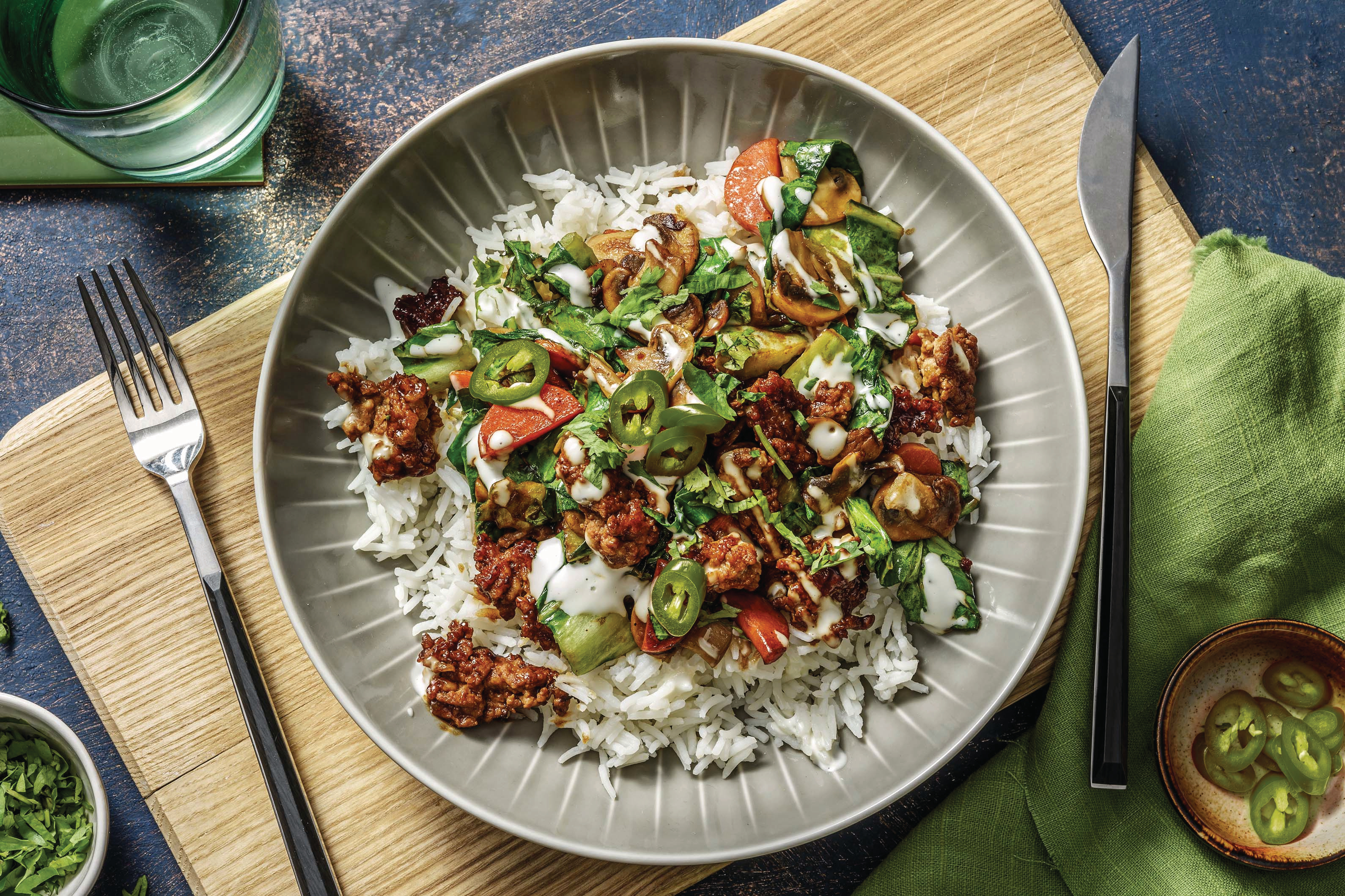 Hoisin Pork & Mushroom Rice Bowl