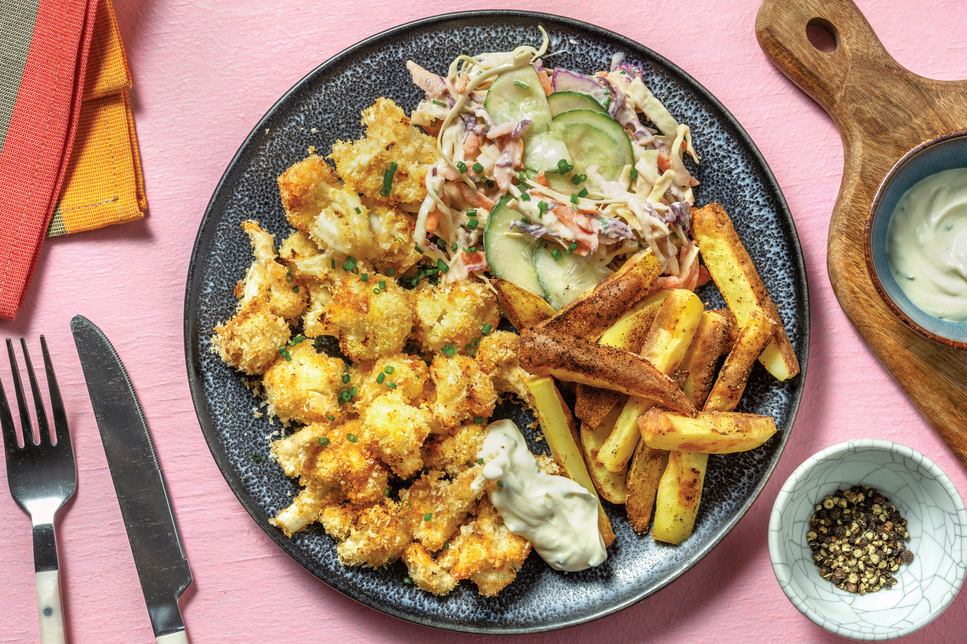 Honey-Chipotle Cauliflower & Spiced Fries