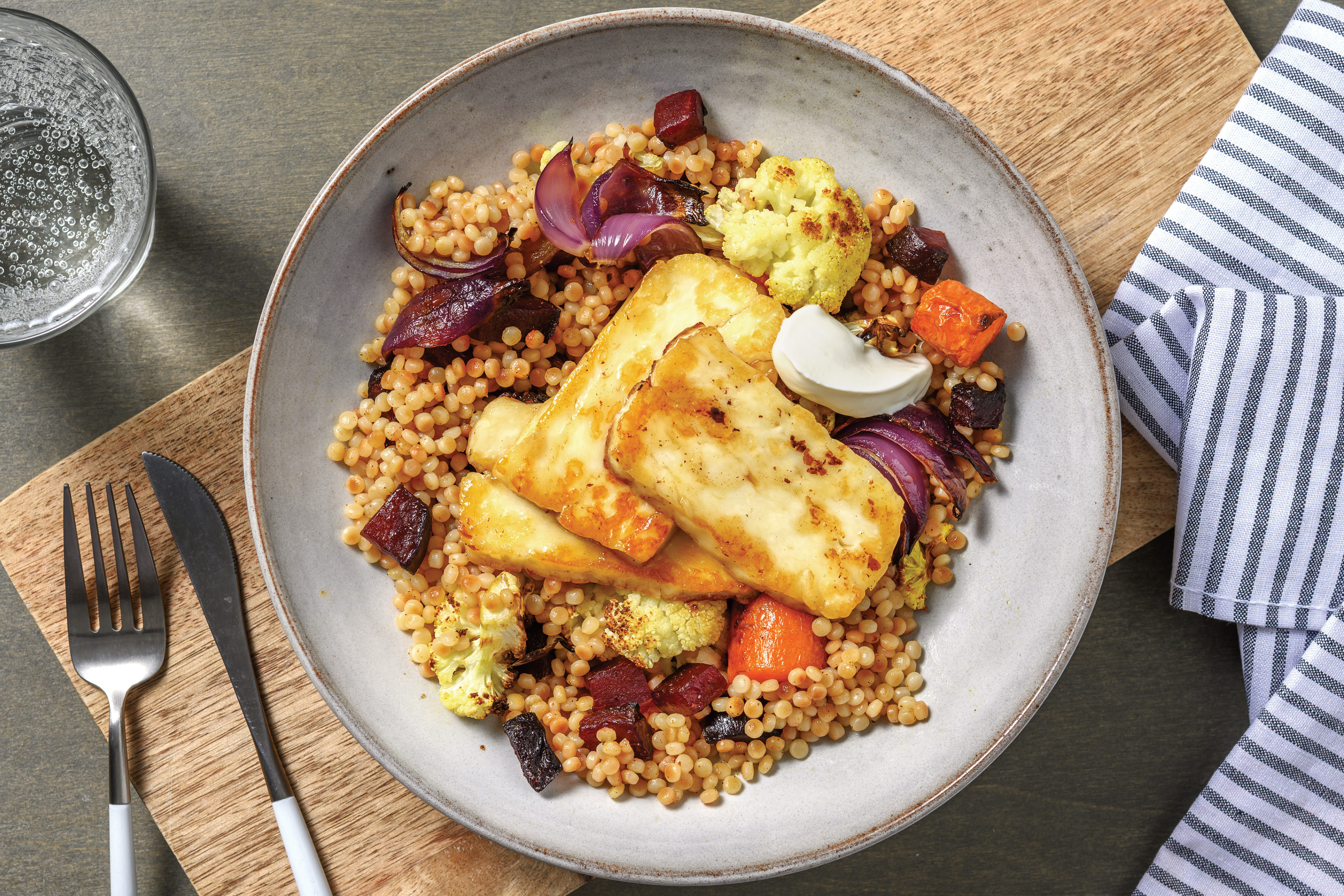 Honey-Glazed Haloumi & Pearl Couscous