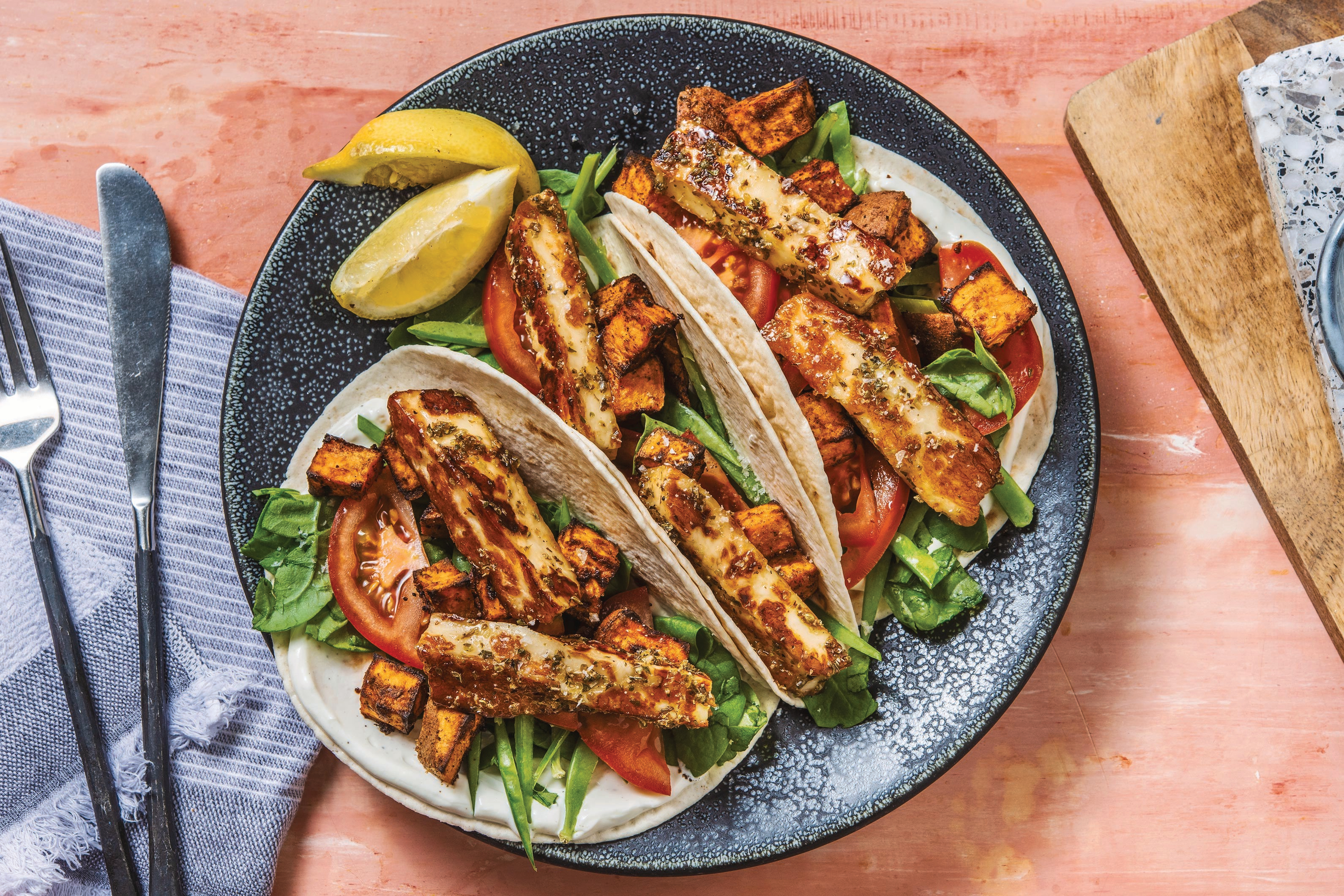 Honey & Oregano Glazed Haloumi Tacos