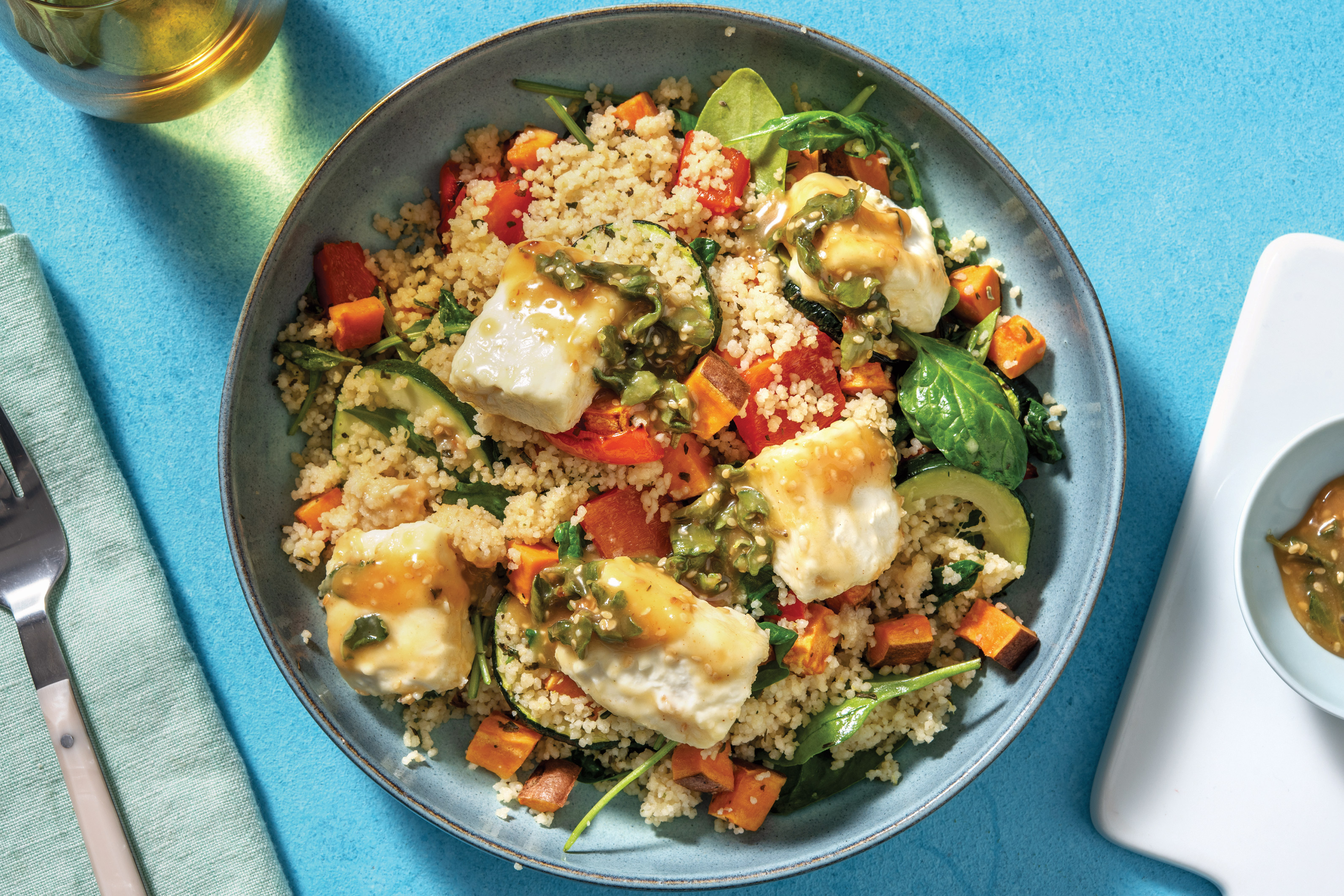 Honey-Sesame Feta & Couscous Bowl