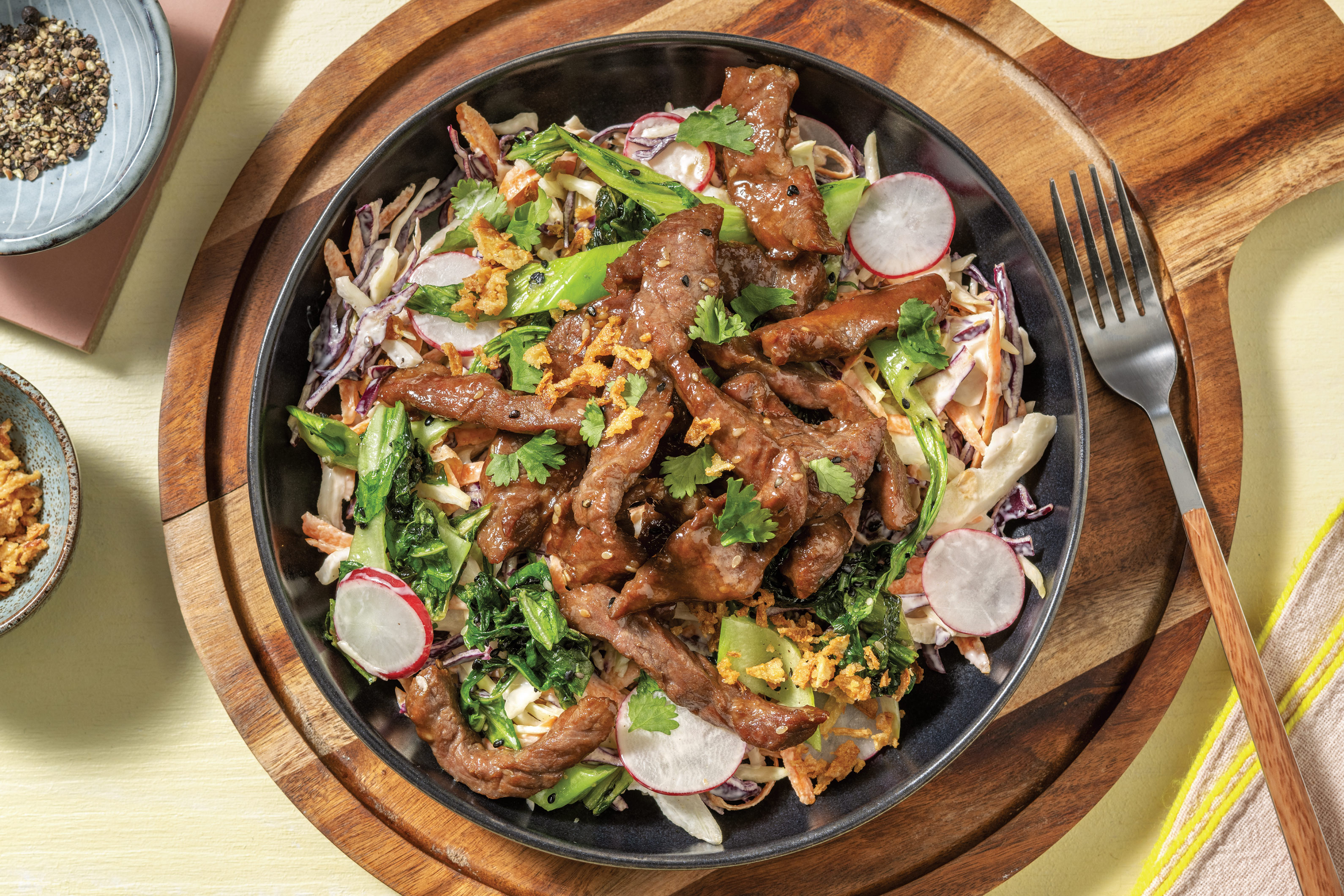 Honey-Soy Beef & Sesame Greens
