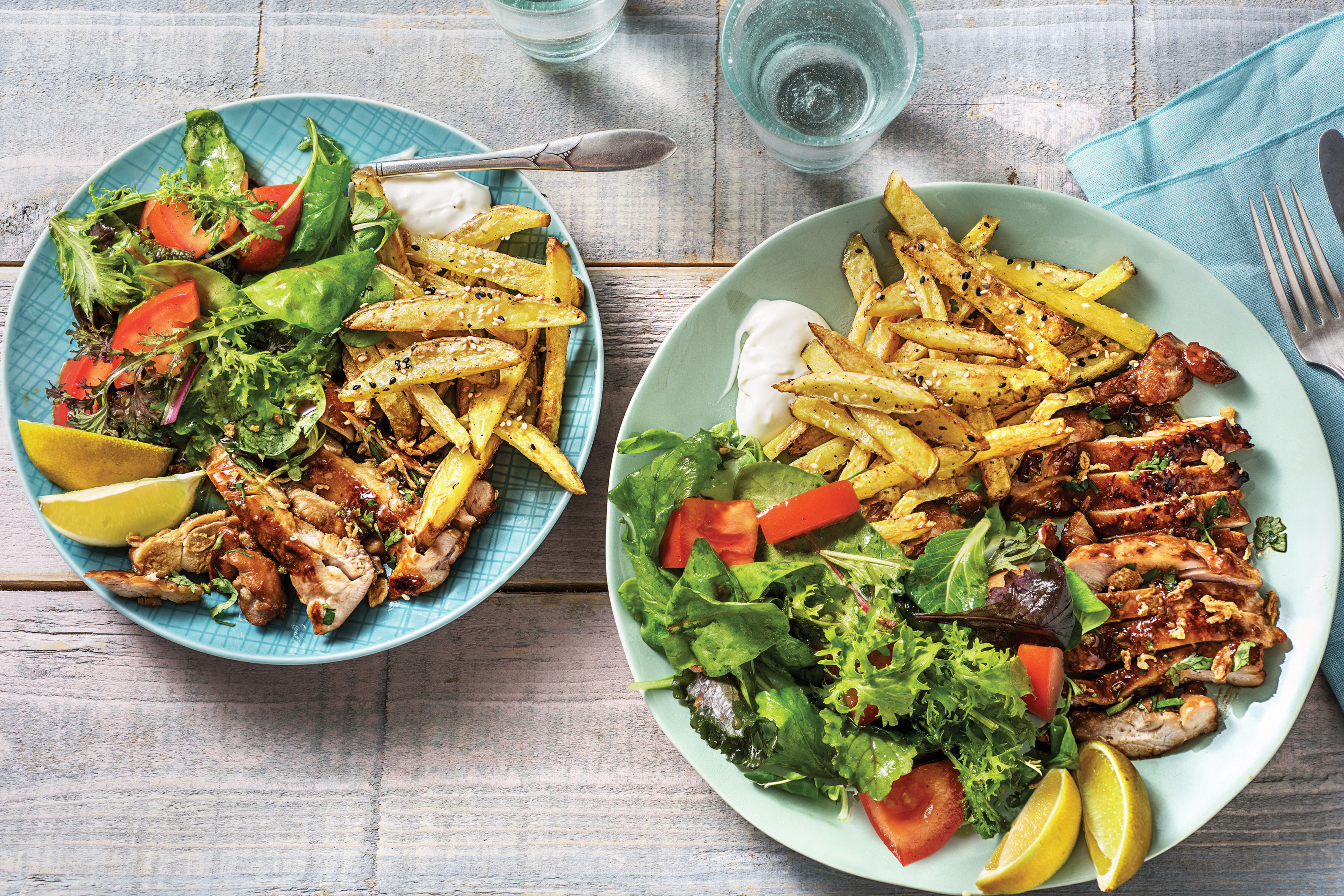 Honey-Soy Glazed Chicken & Sesame Fries