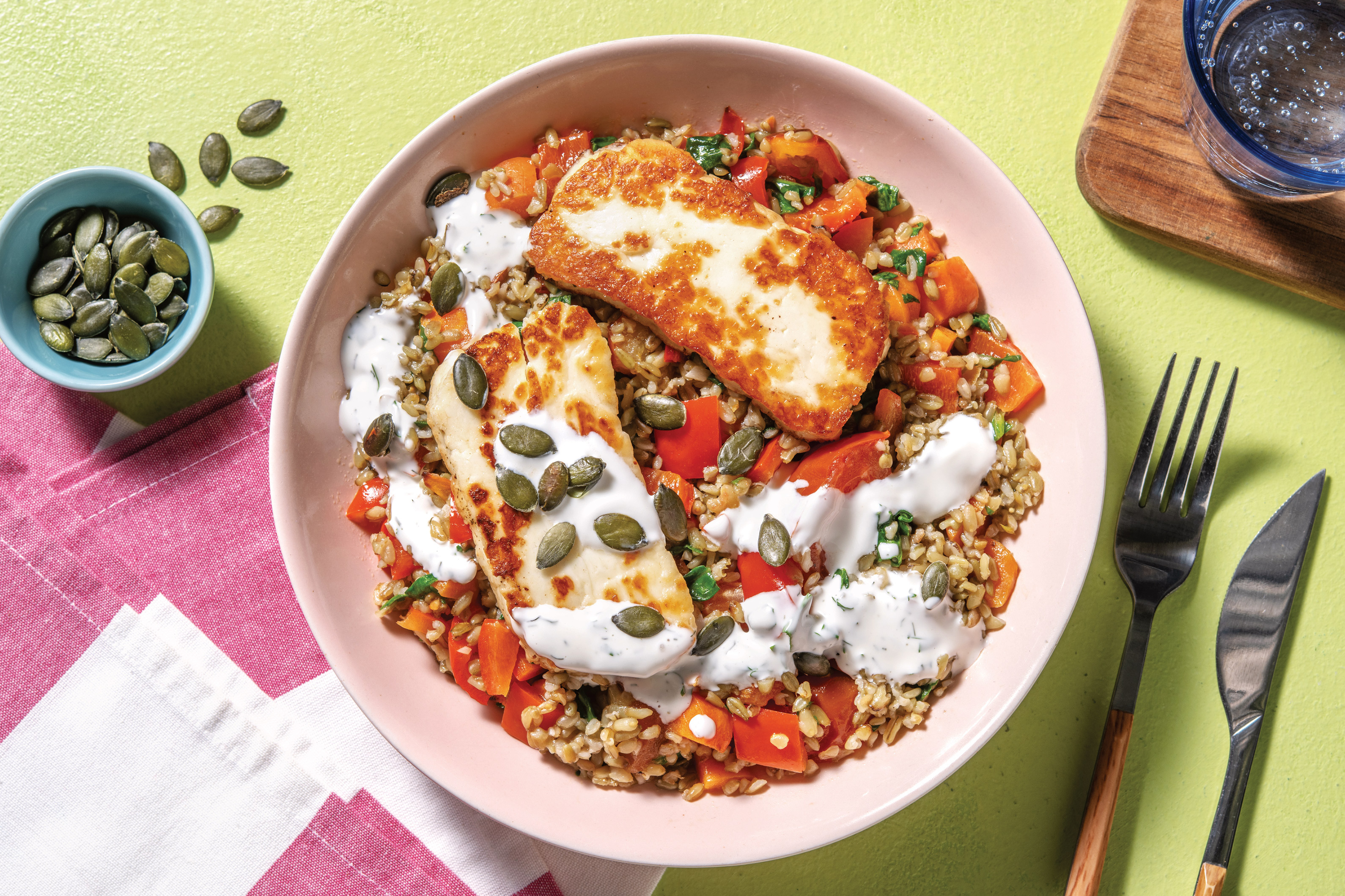 Honey Haloumi & Roast Veggie Freekeh