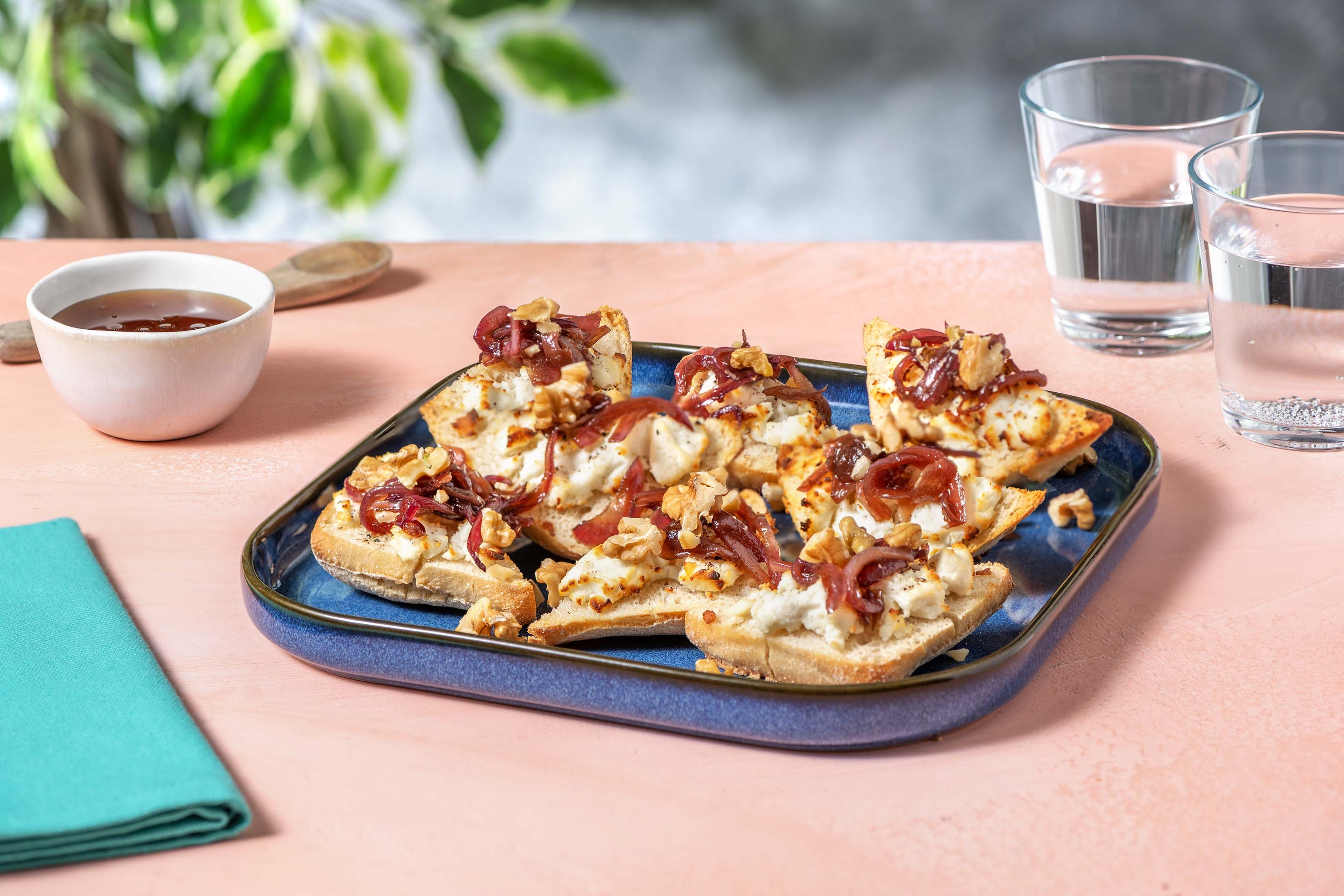 Honeyed Goat's Cheese & Caramelised Onion Bruschetta