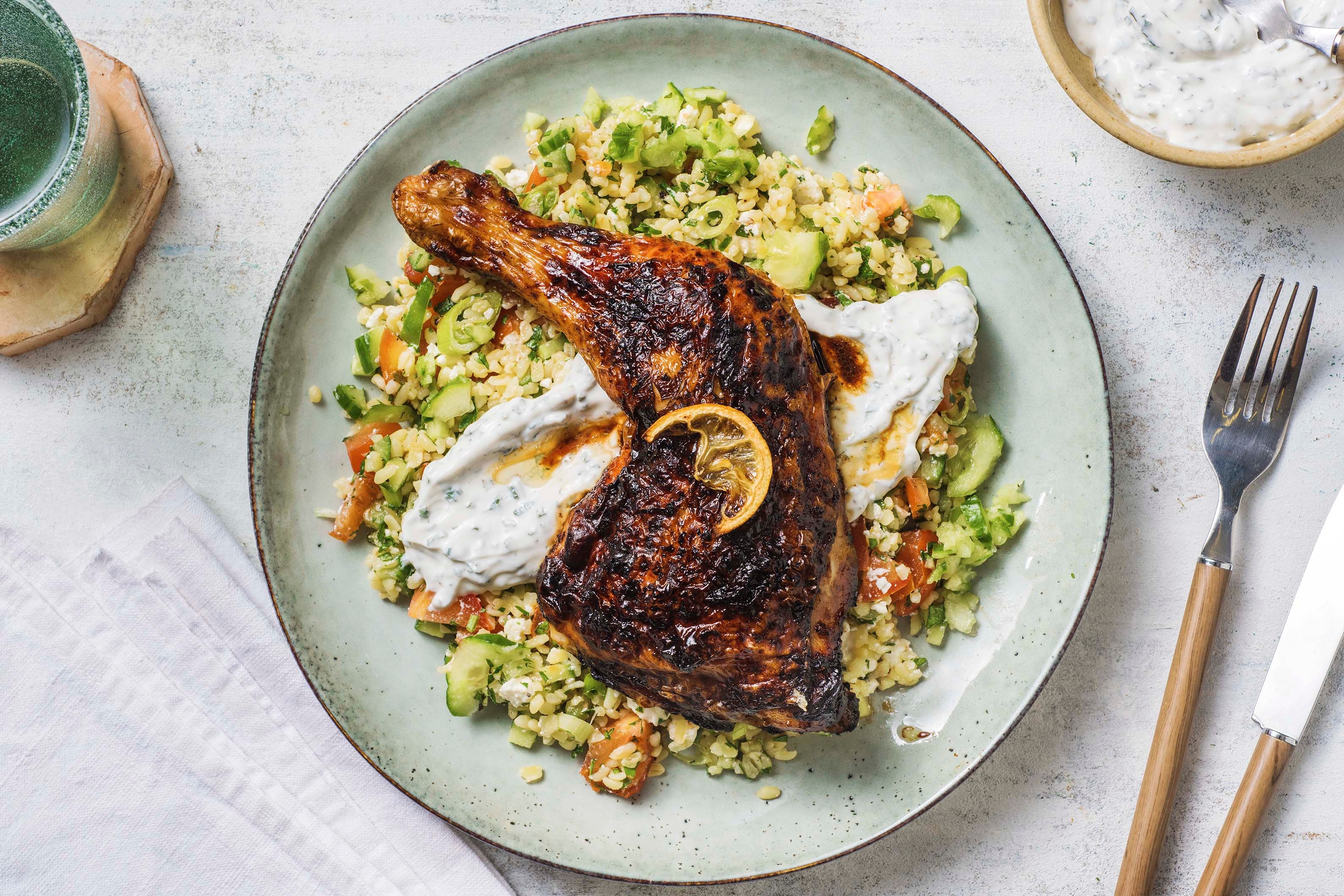 Honig-Zitronen-Keulen mit Tabbouleh
