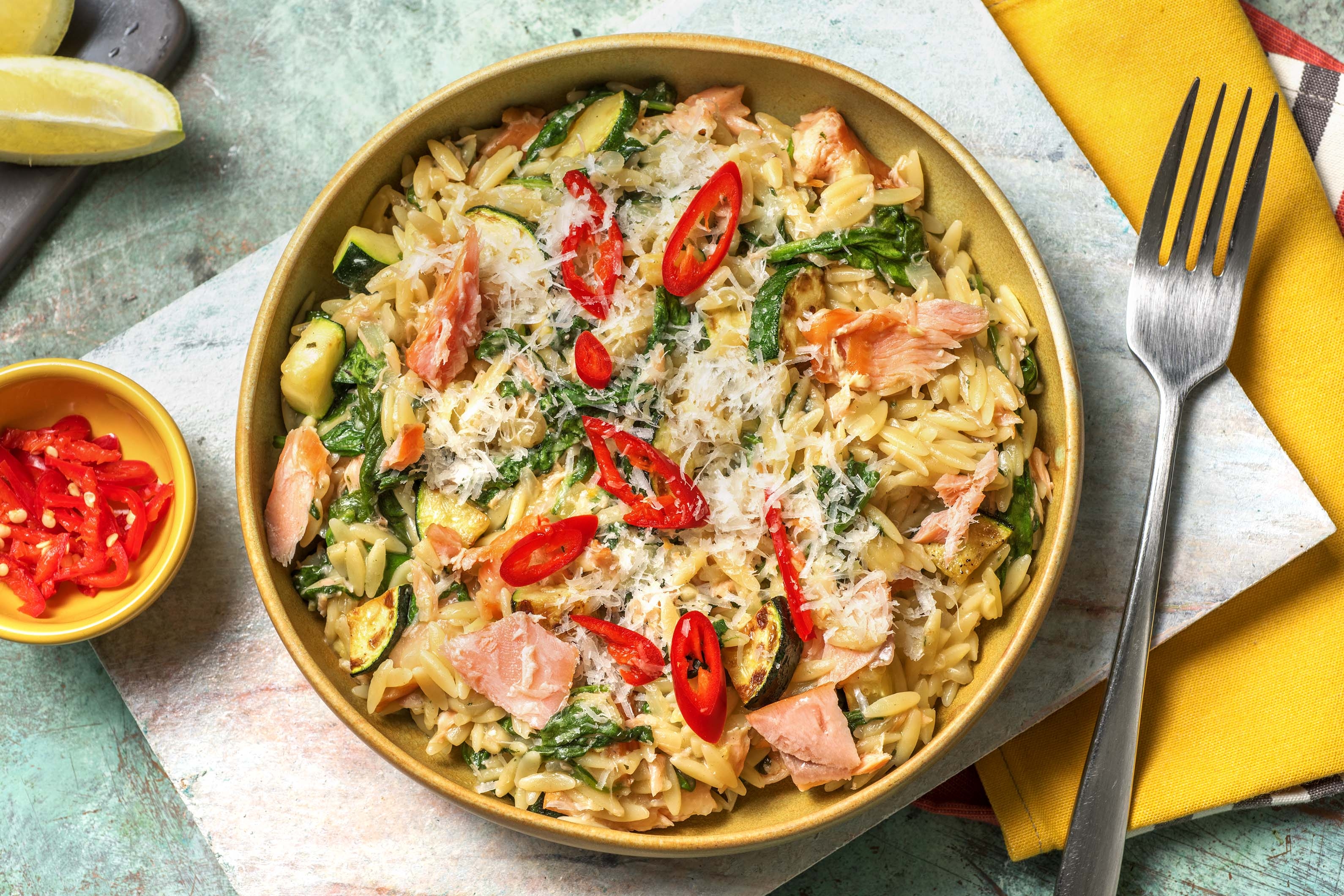 Hot Smoked Salmon Orzo