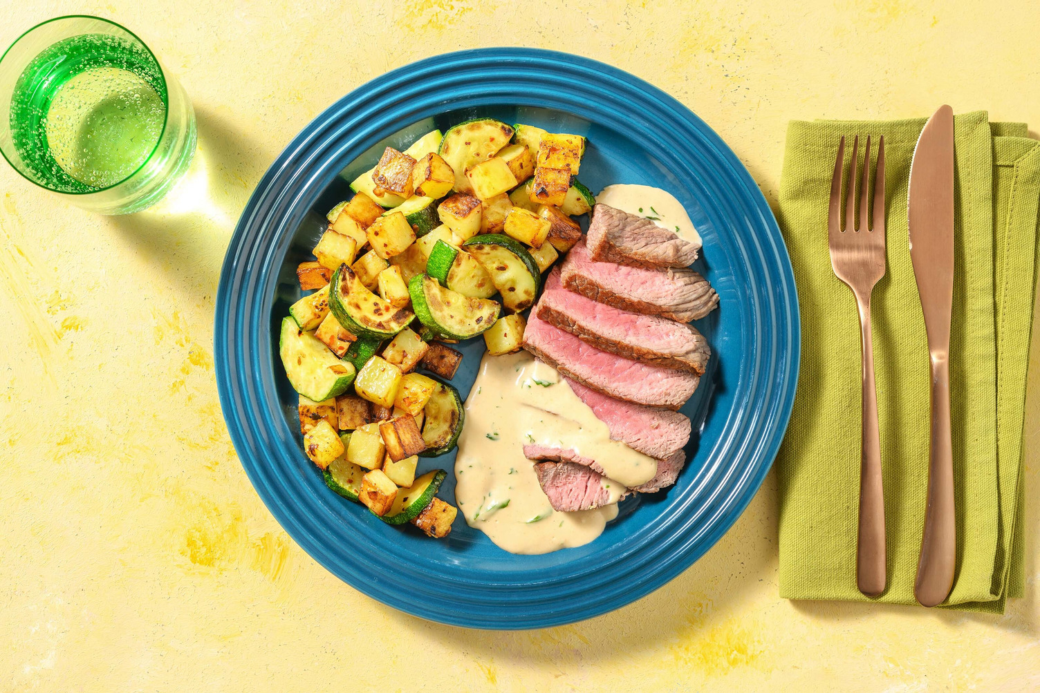 Hüftsteak mit Kräuterrahm