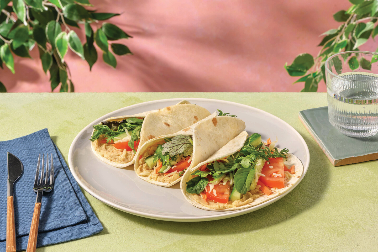 Hummus & Veggie Wraps with Cheddar Cheese