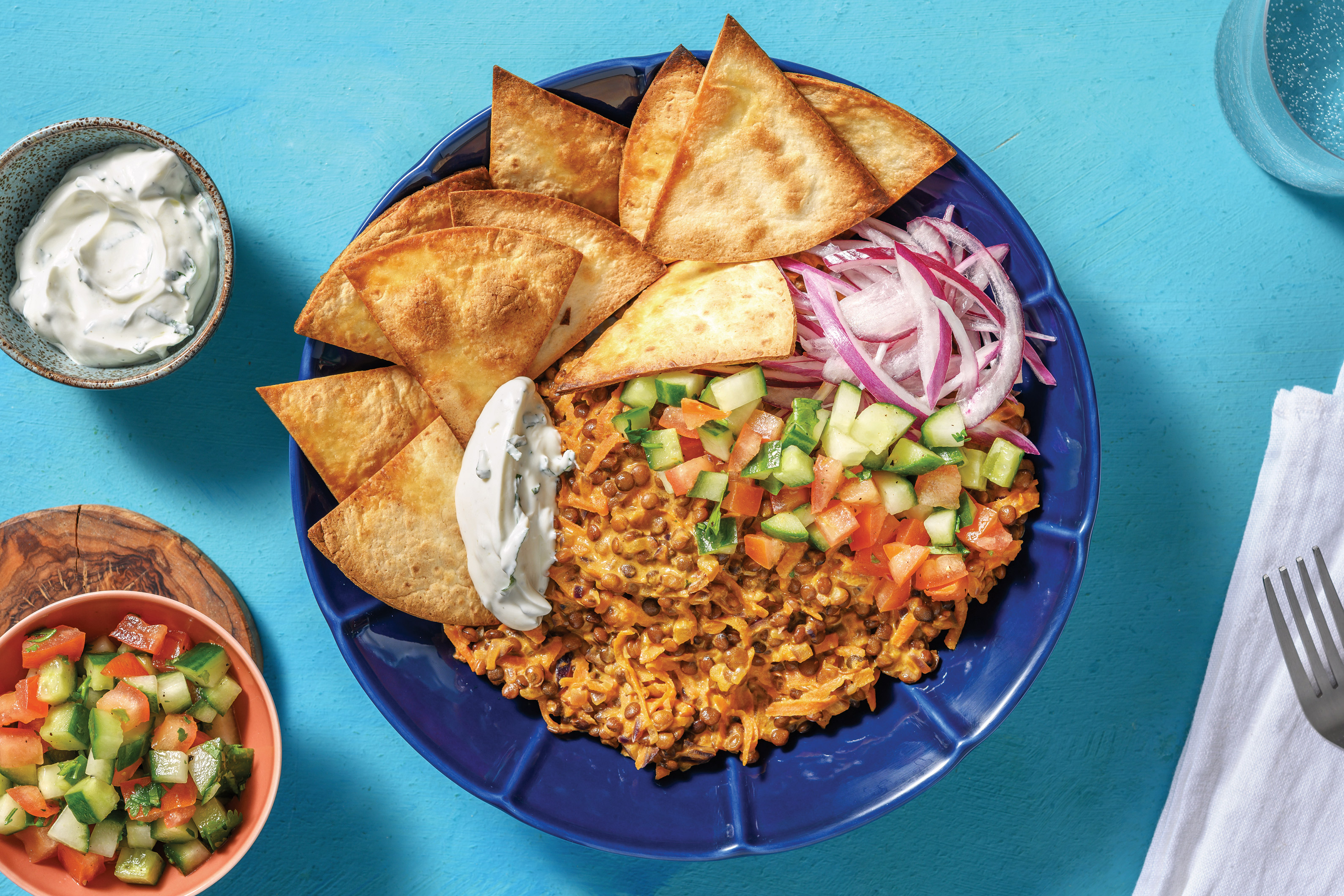 Indian Coconut & Lentil Nachos