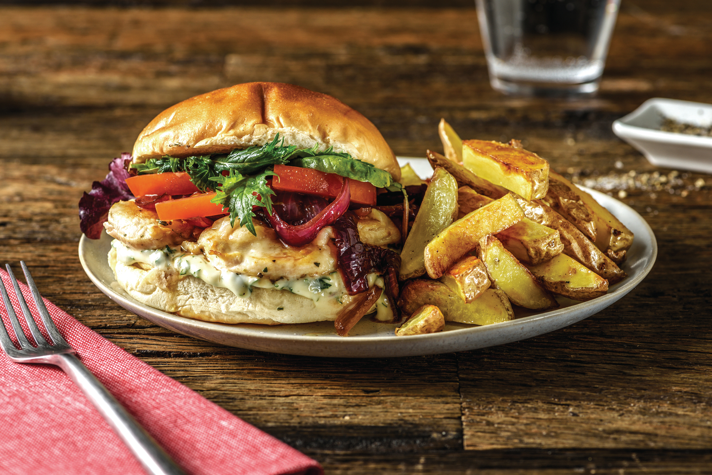 Italian Cheesy Chicken Burger & Caramelised Onion