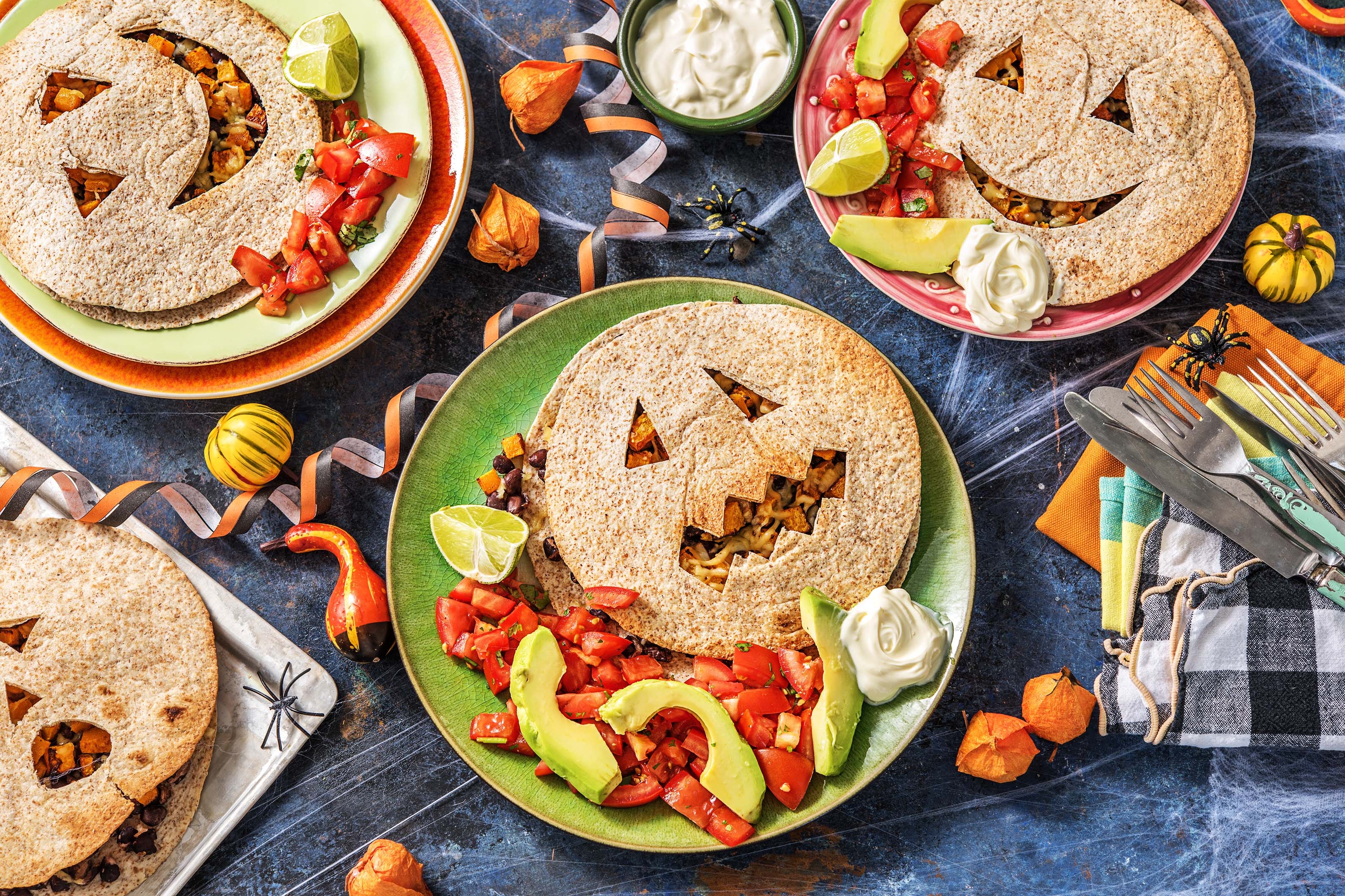 Jack O'Lantern Quesadillas (v)