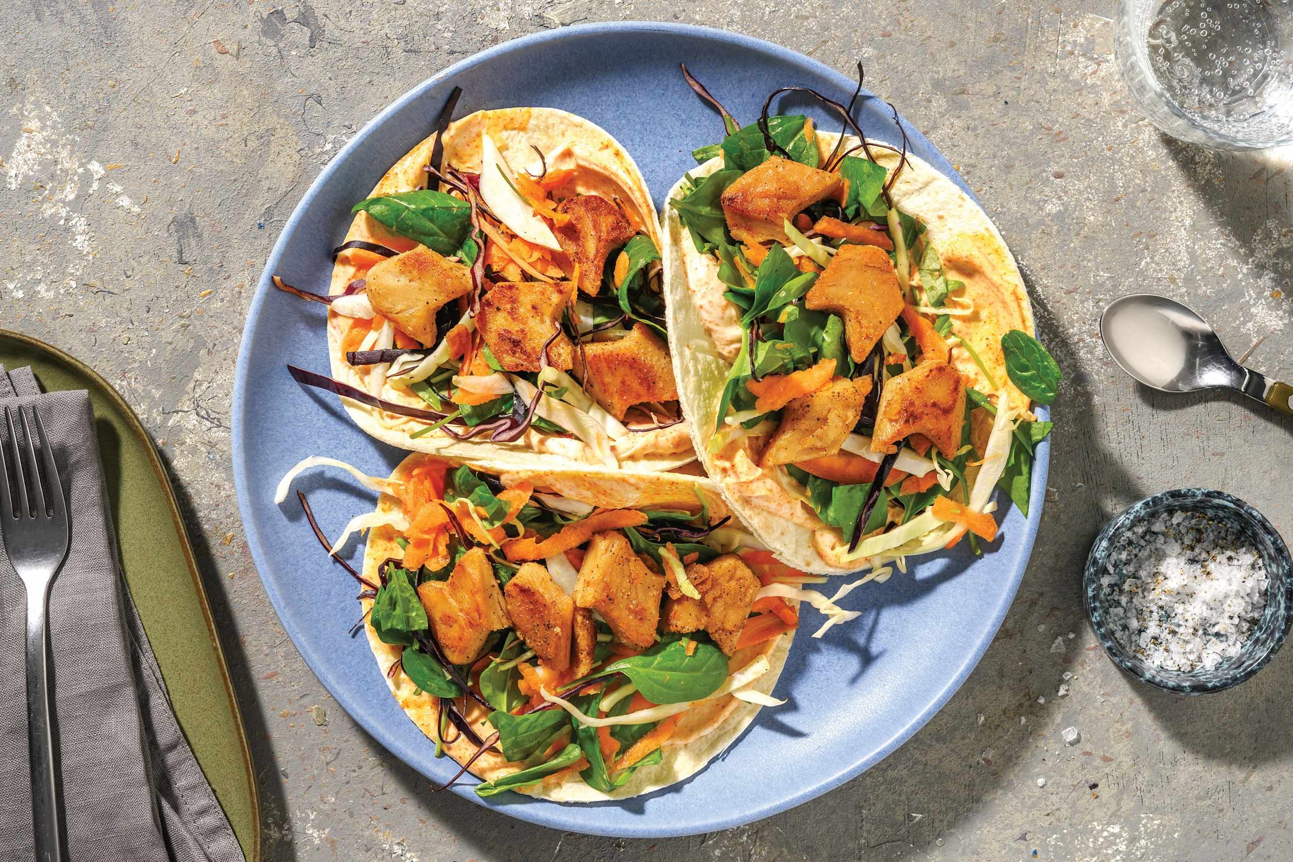 Jamaican Jerk Plant-Based Chick'n Tacos