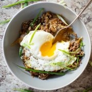Gyudon-Inspired Ground Beef and Rice Bowl