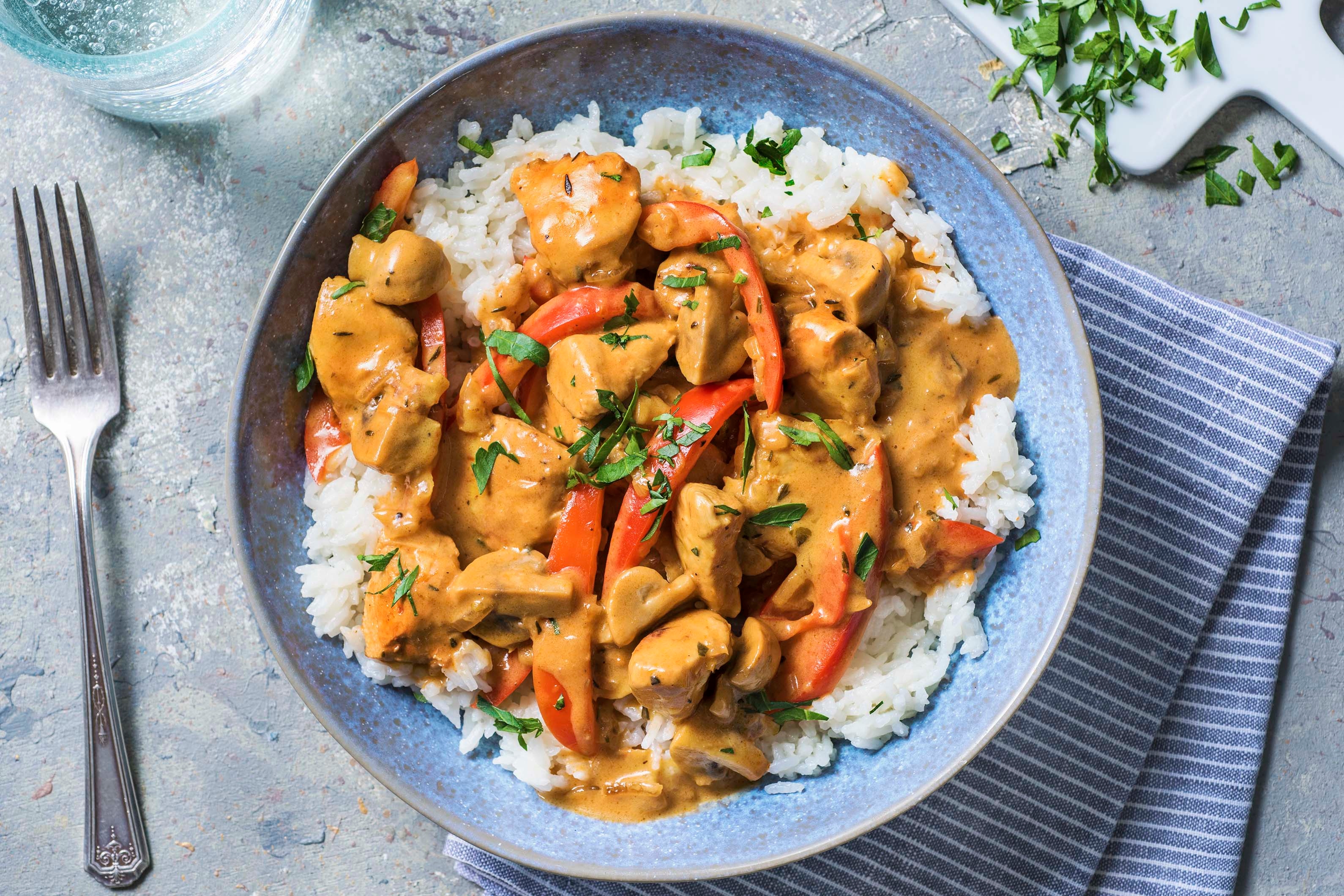 Kip stroganoff met rijst