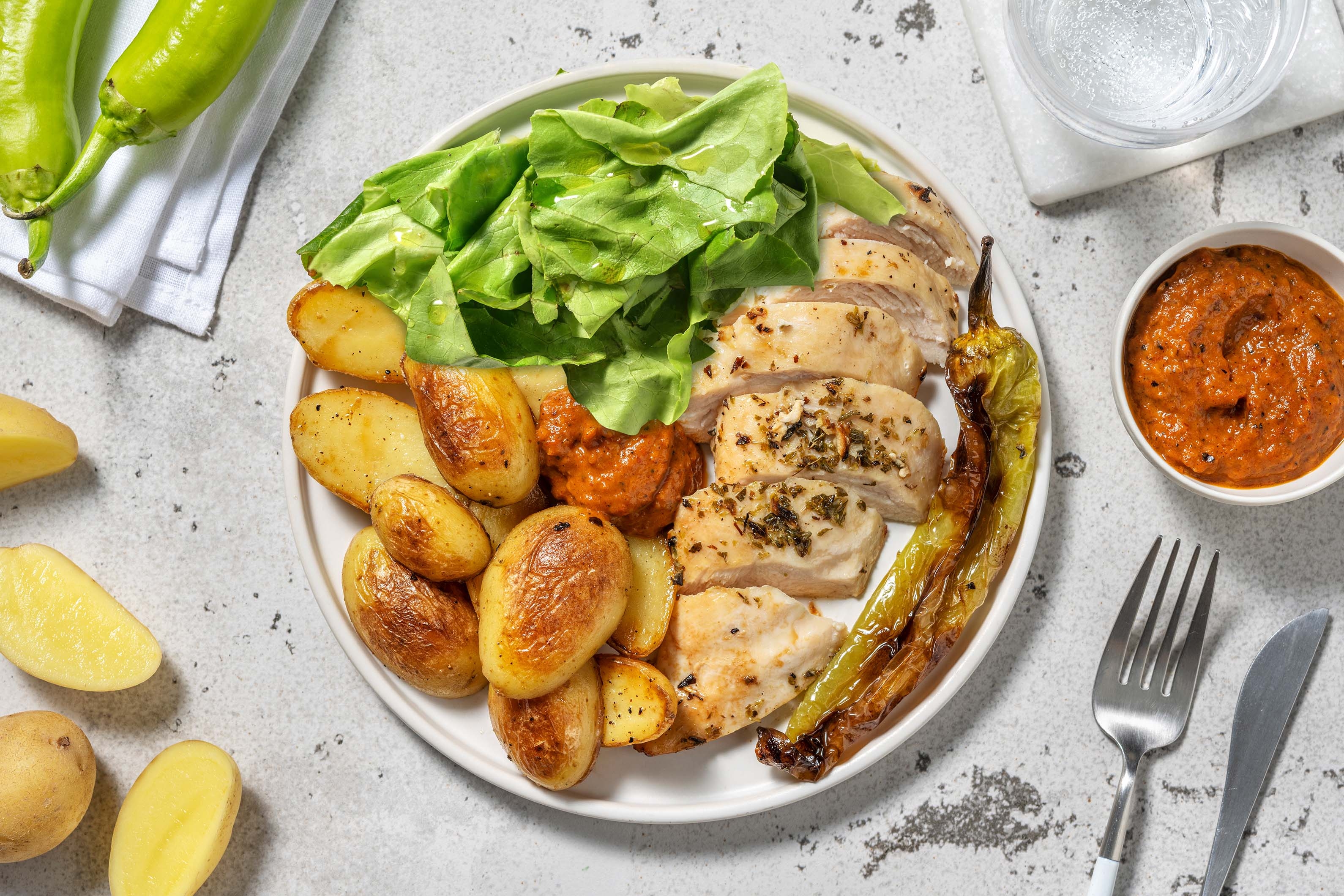 Kipfilet op z'n Kroatisch met gebakken krieltjes