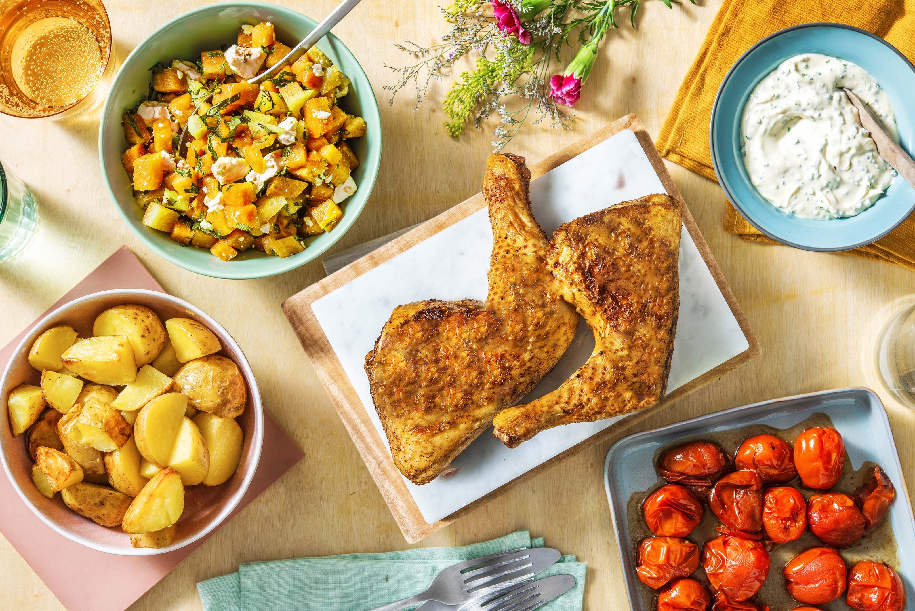 Kippenbout met gepofte aardappelen met zure room