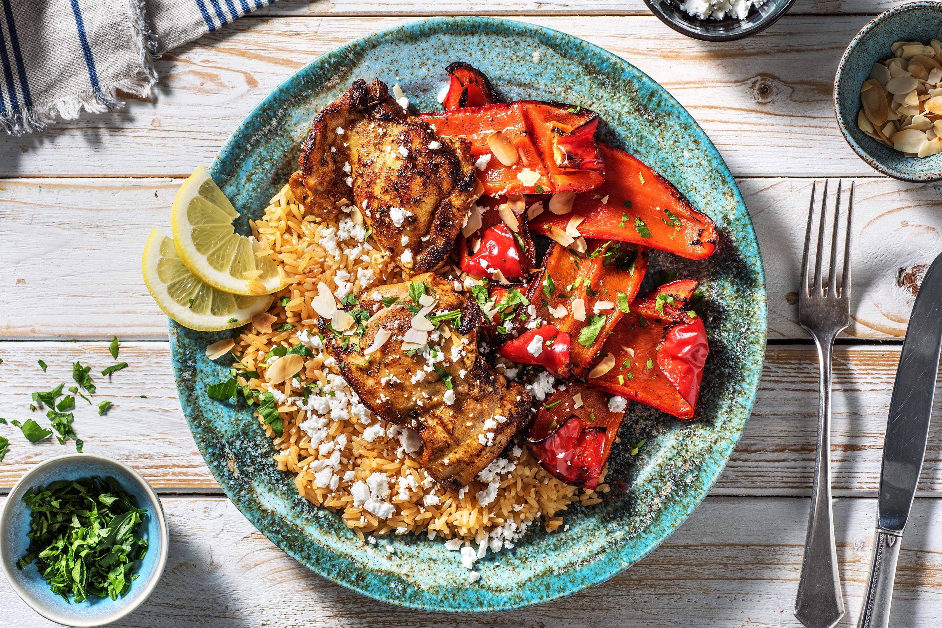 Kippendijfilet met gepofte paprika