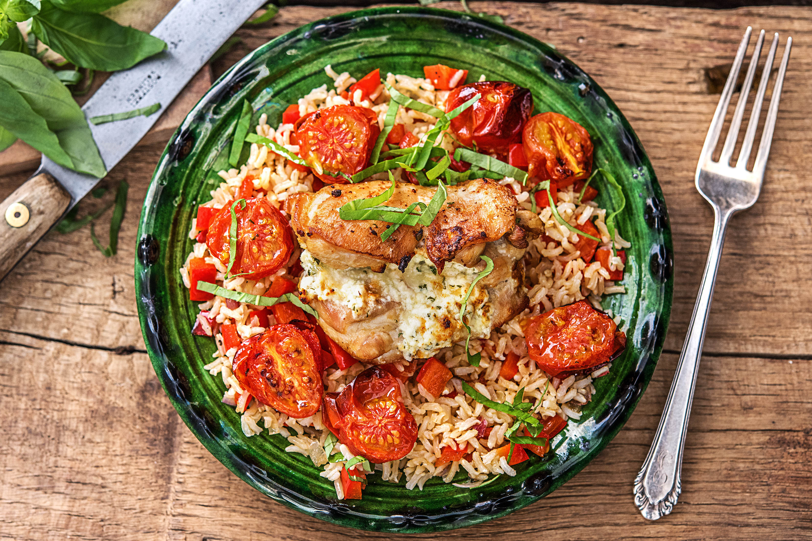 Kippendijfilet met ricotta en basilicum