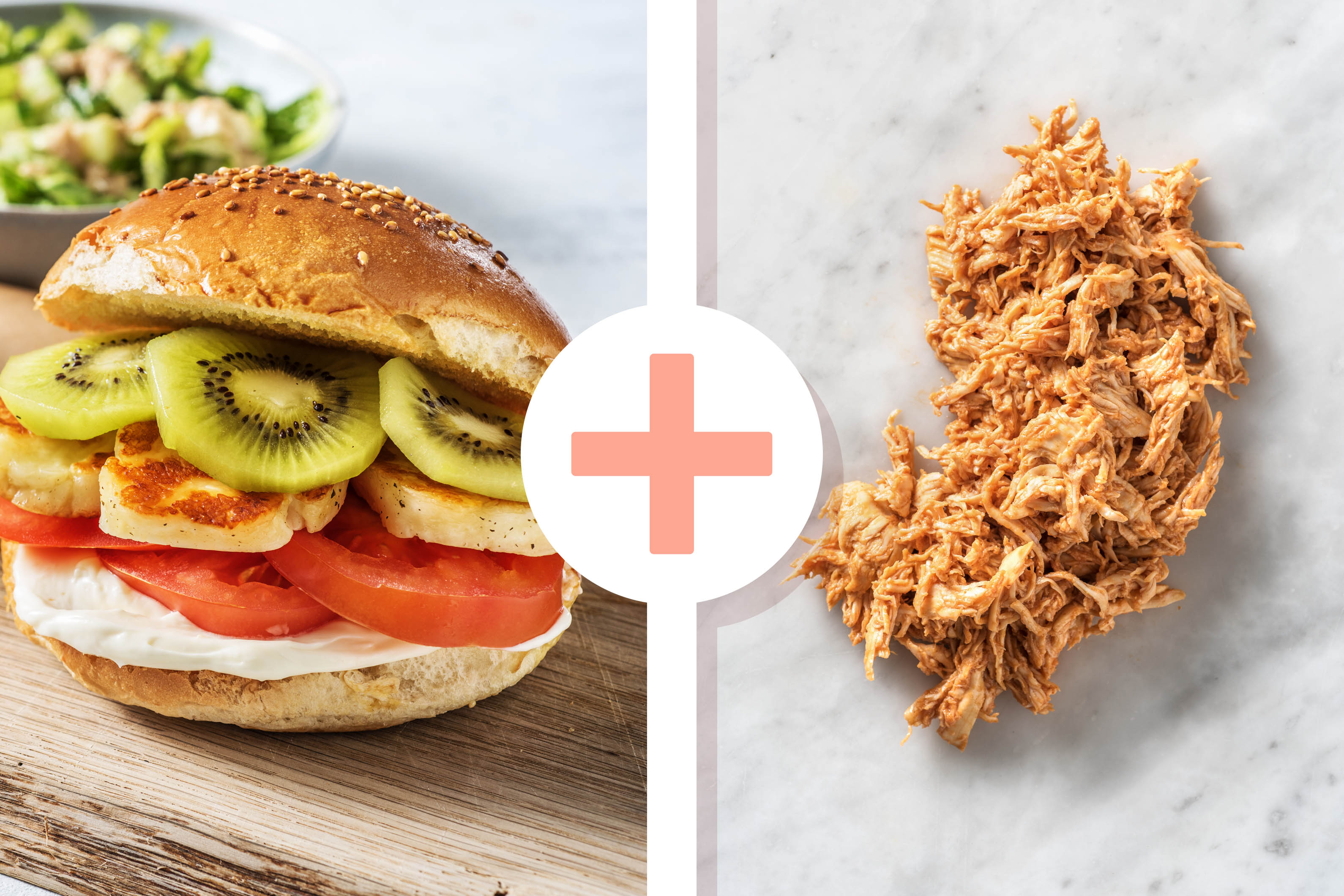 Pulled Chicken Kiwi-Halloumi-Burger