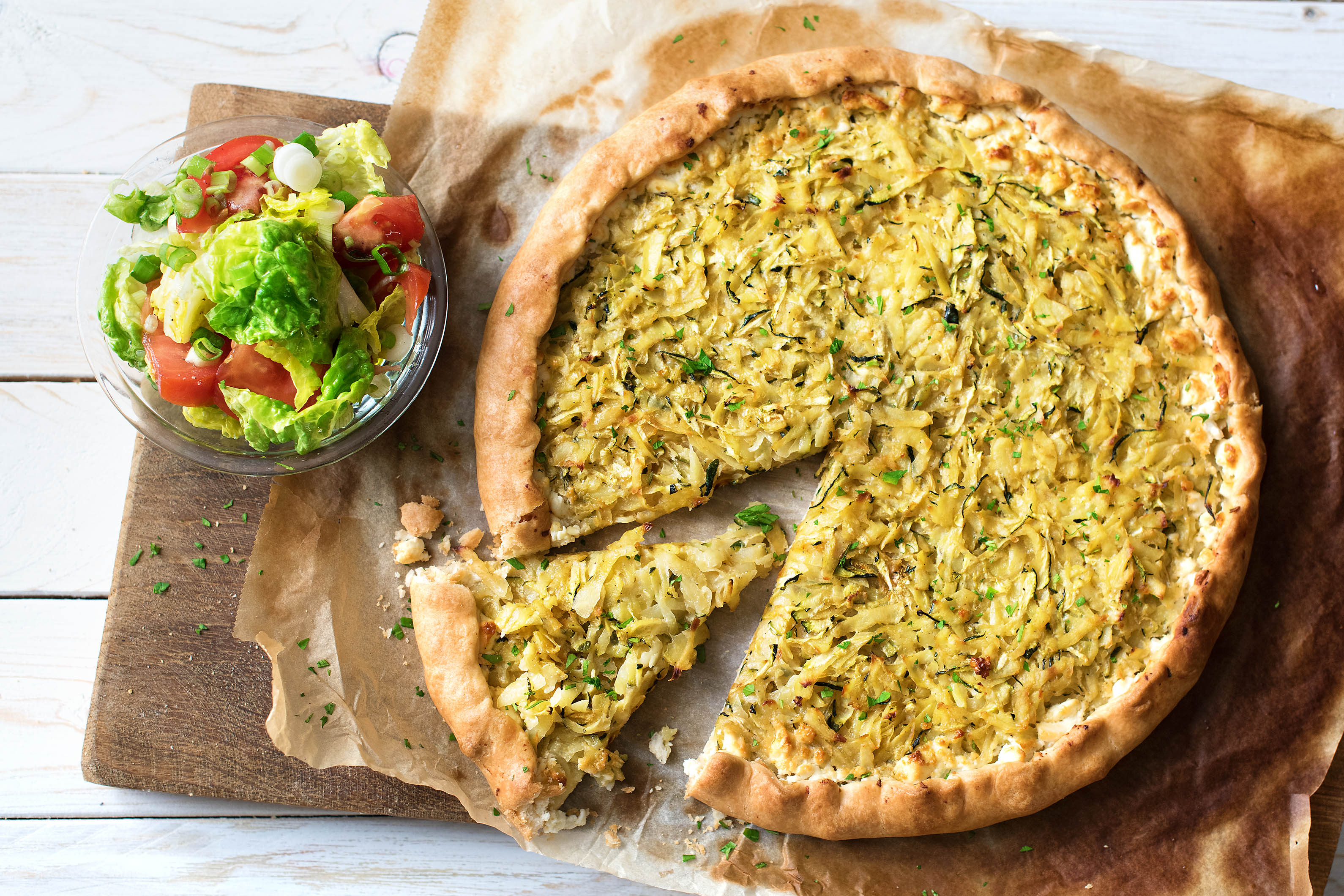 Knusprige Kartoffel-Zucchini-Quiche