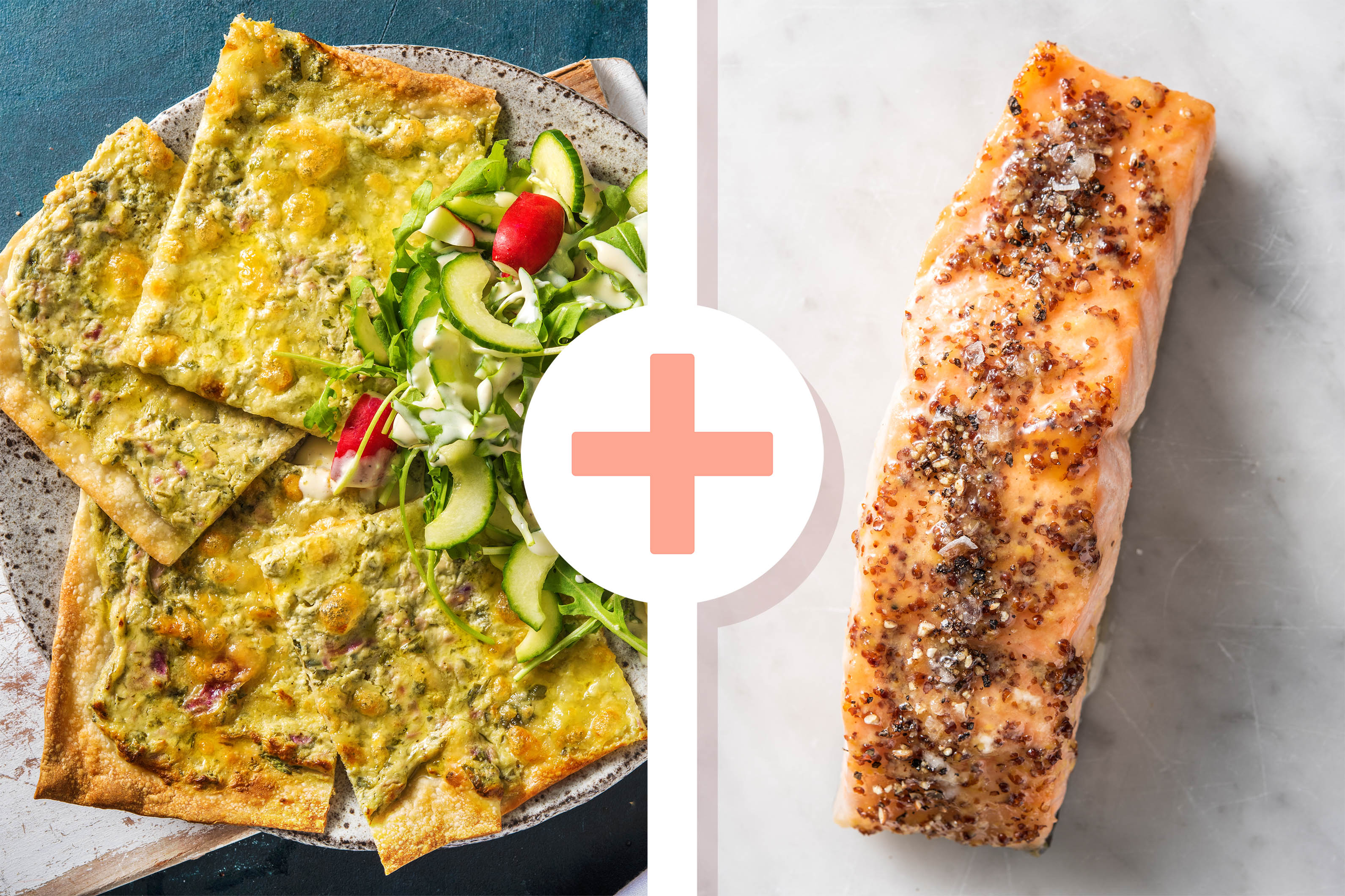 Knuspriger Flammkuchen mit extra Lachsfilet