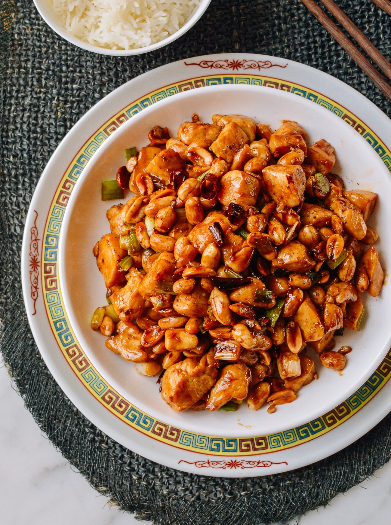 Double poulet du général Tao avec riz et légumes sautés