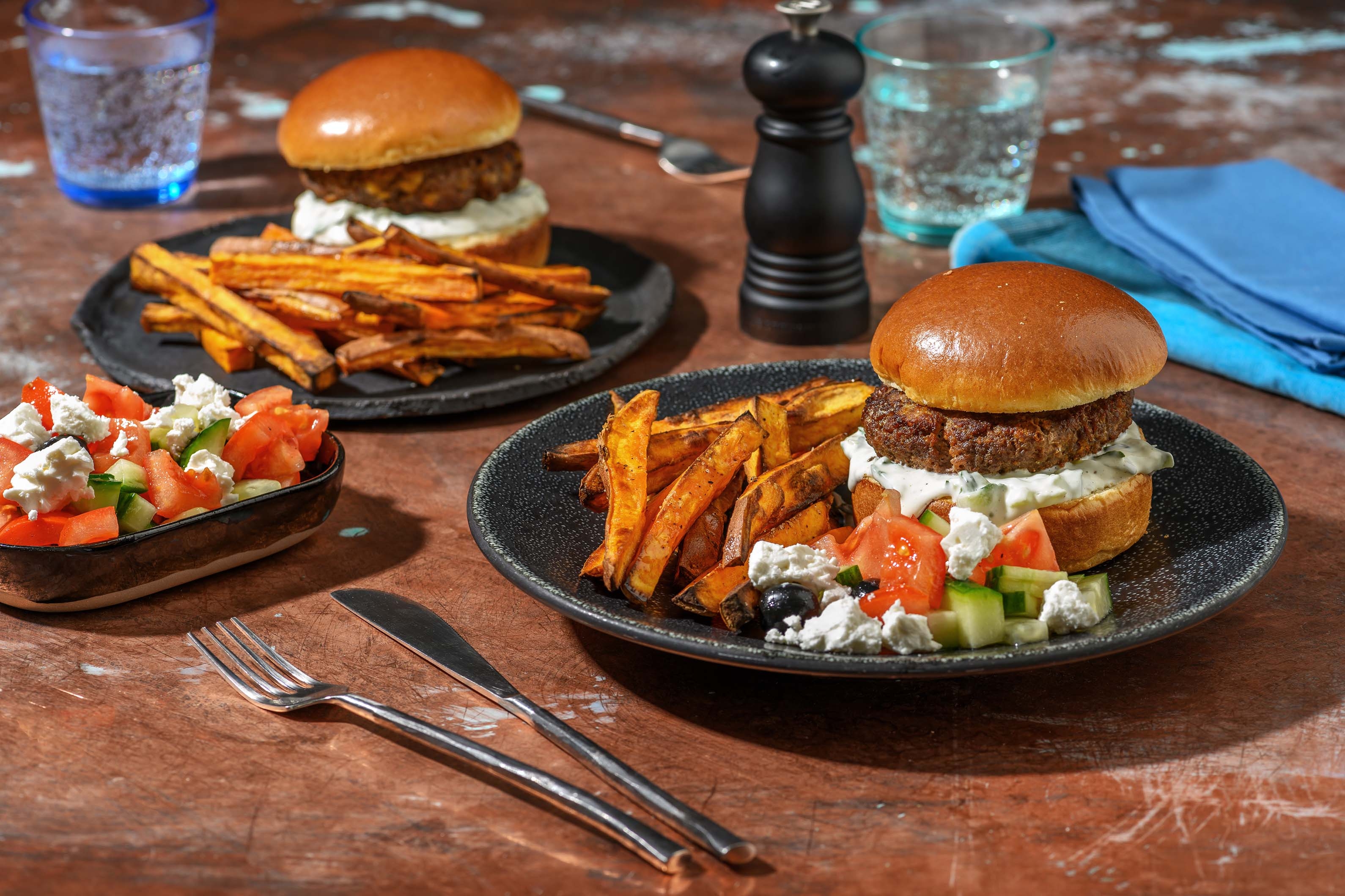 Lamb Burger and Homemade Tzatziki